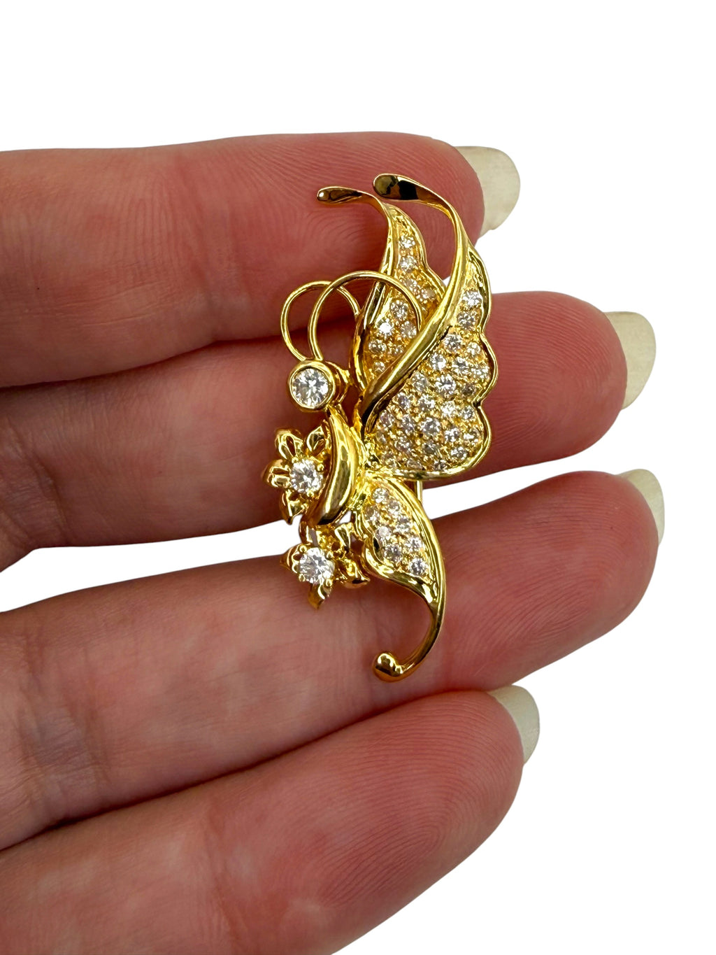 18k Diamond Butterfly Brooch