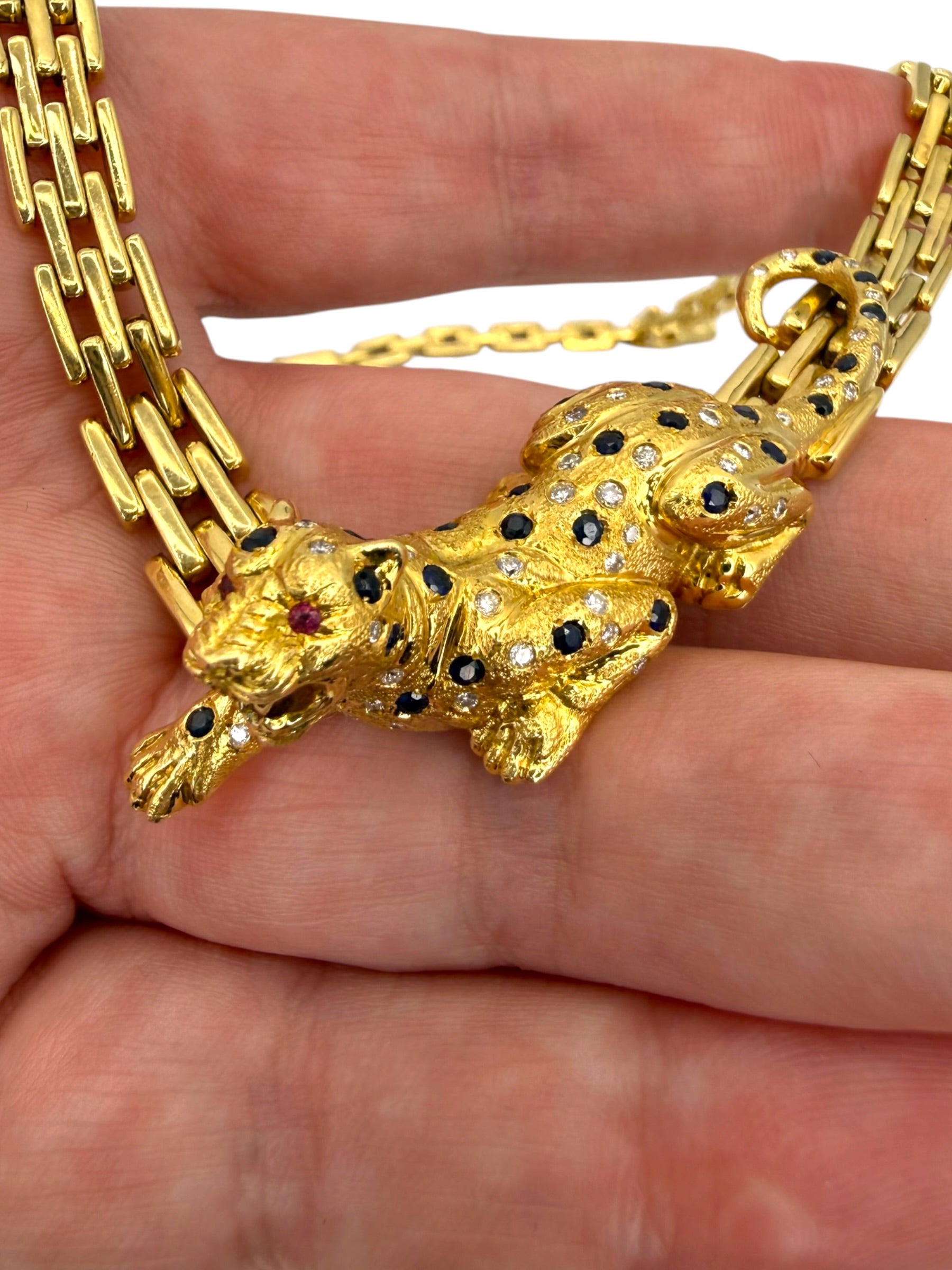 18k Crawling Panther Necklace