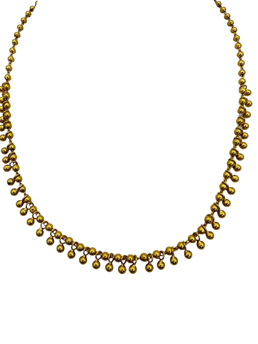 22k Ball Bead Fringe Necklace