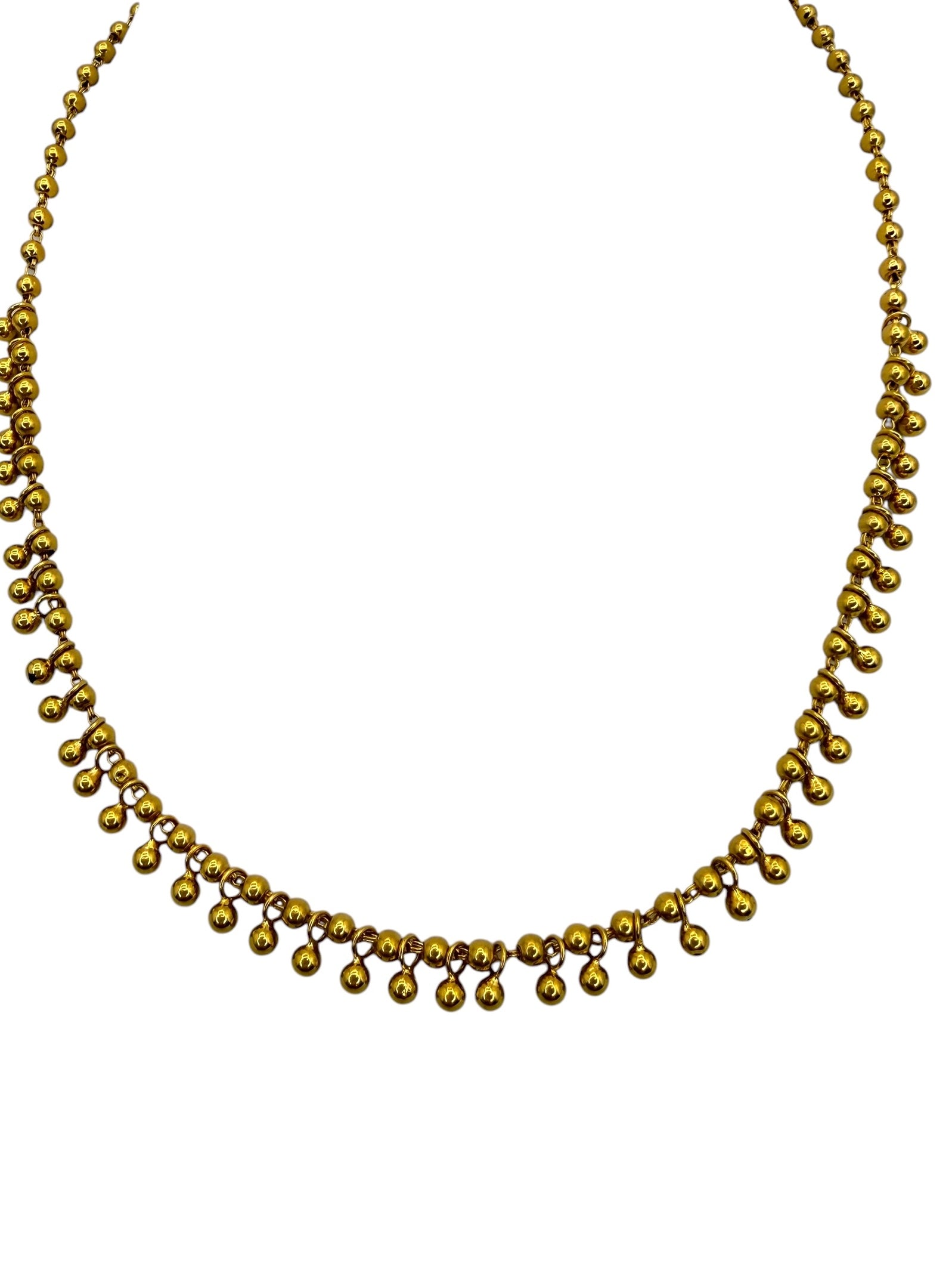 22k Ball Bead Fringe Necklace