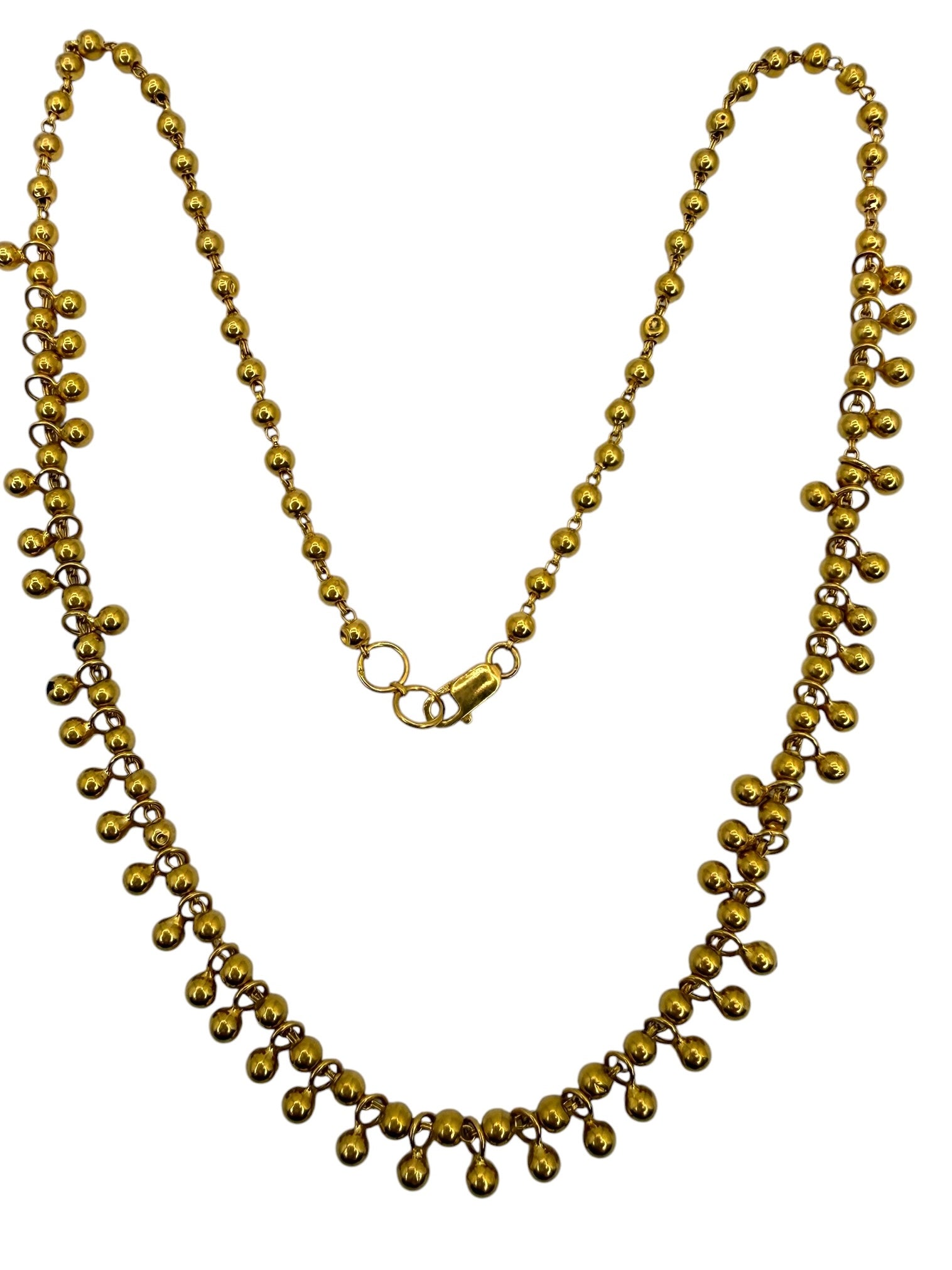 22k Ball Bead Fringe Necklace