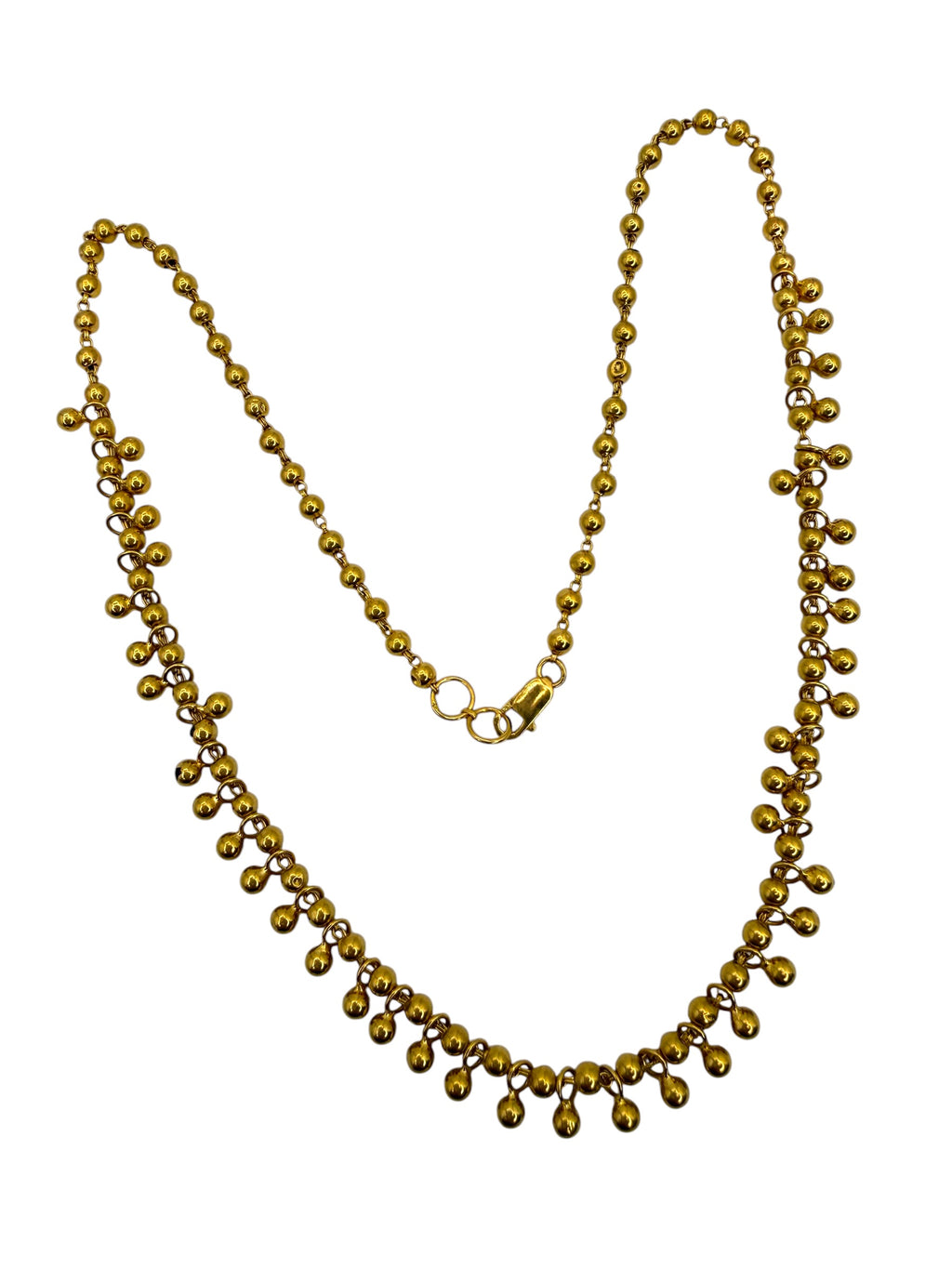 22k Ball Bead Fringe Necklace