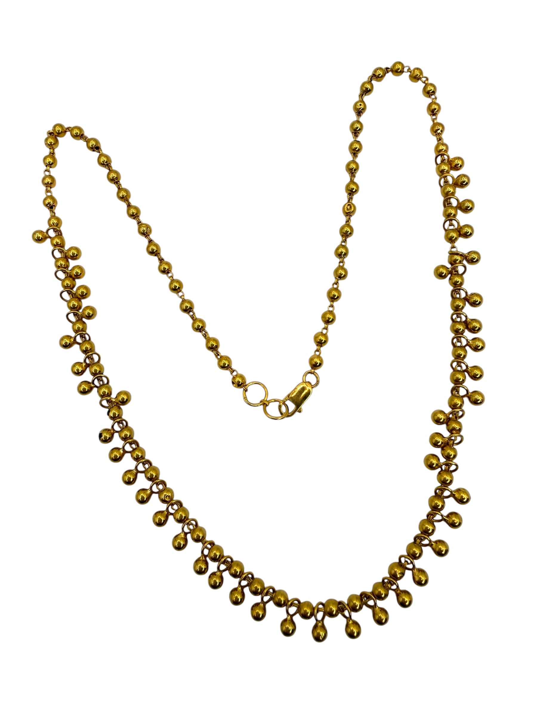 22k Ball Bead Fringe Necklace