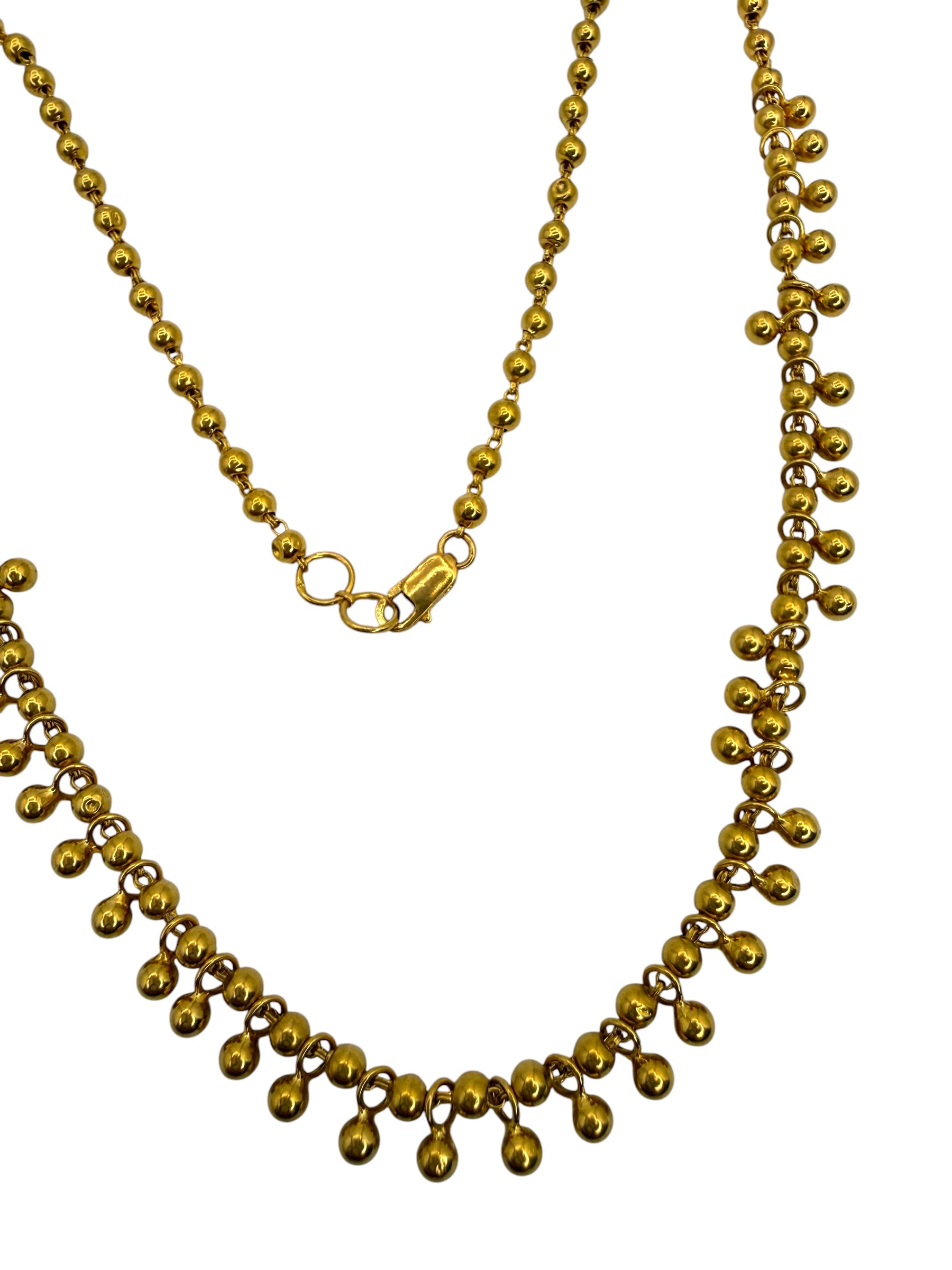 22k Ball Bead Fringe Necklace