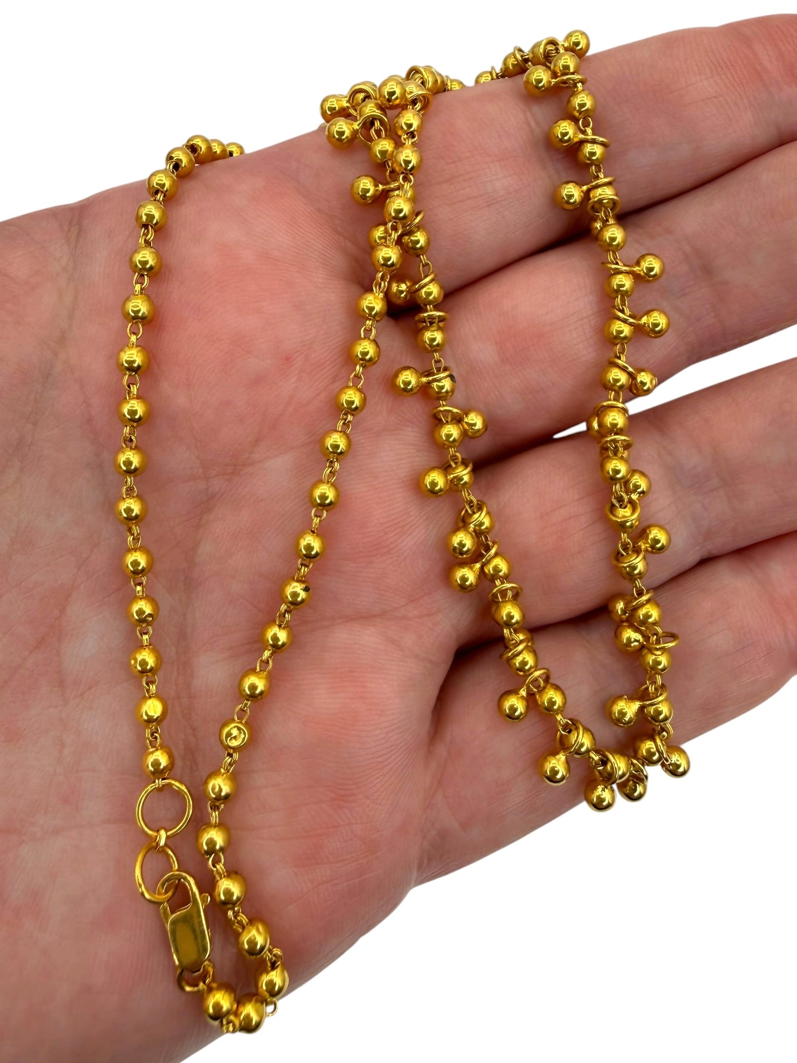 22k Ball Bead Fringe Necklace