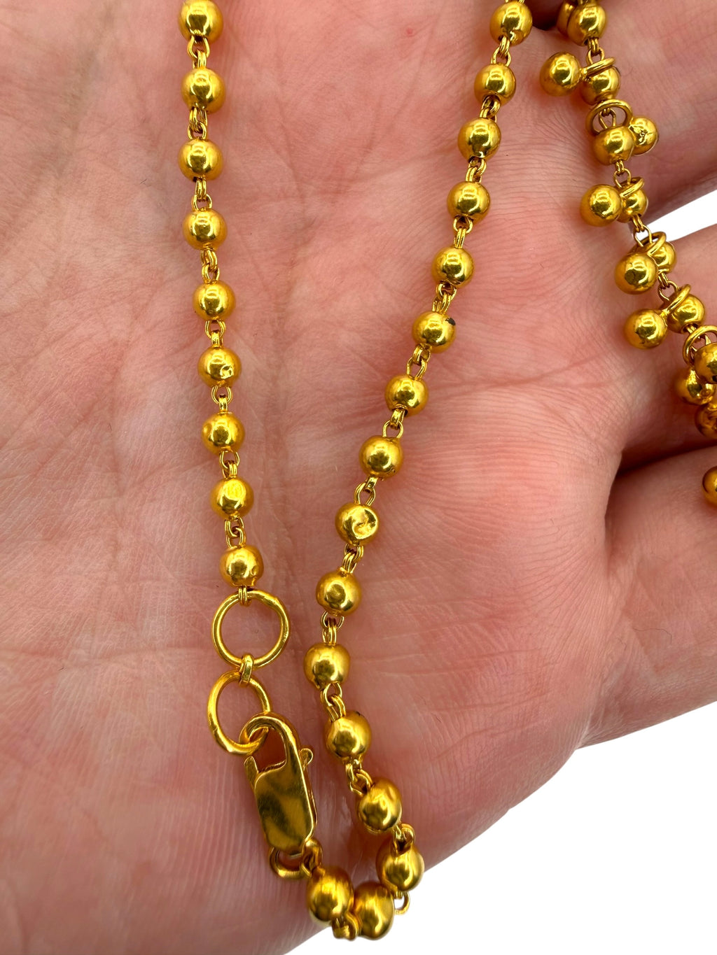 22k Ball Bead Fringe Necklace