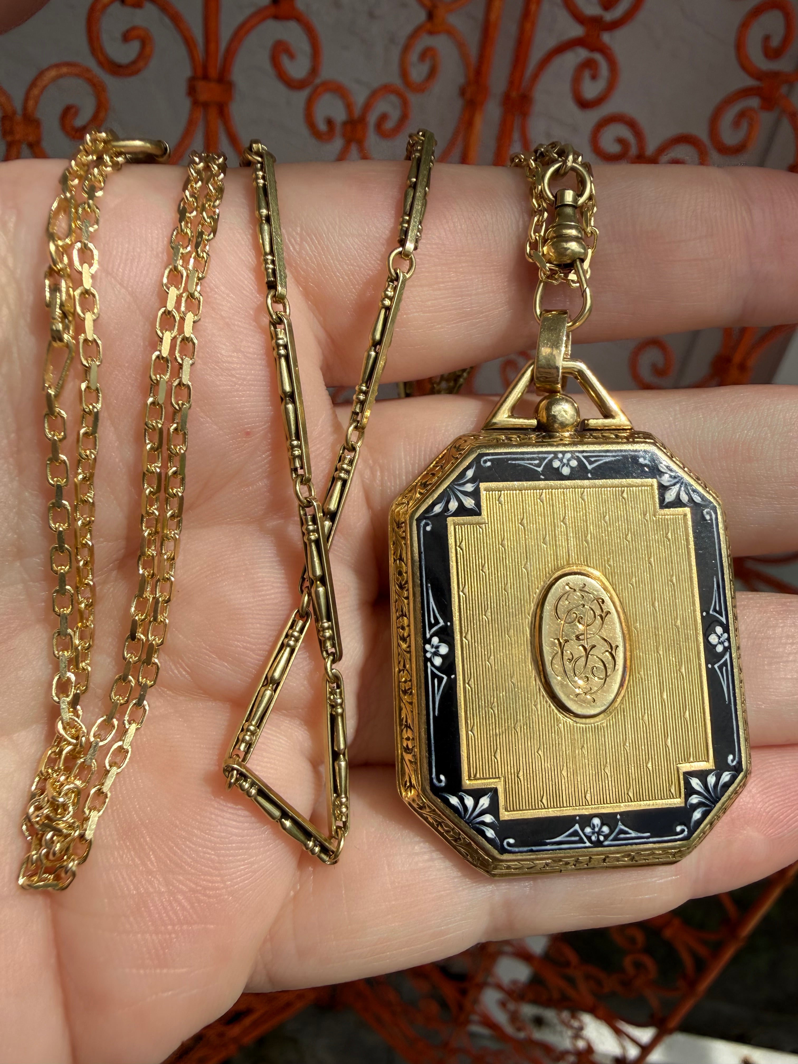 14k Edwardian Enamel Locket