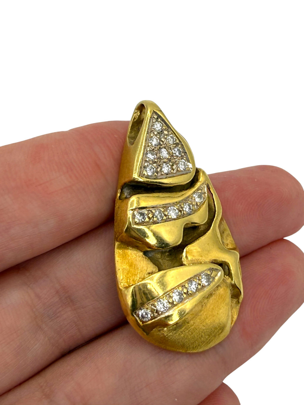 18k Diamond Abstract Drop Pendant