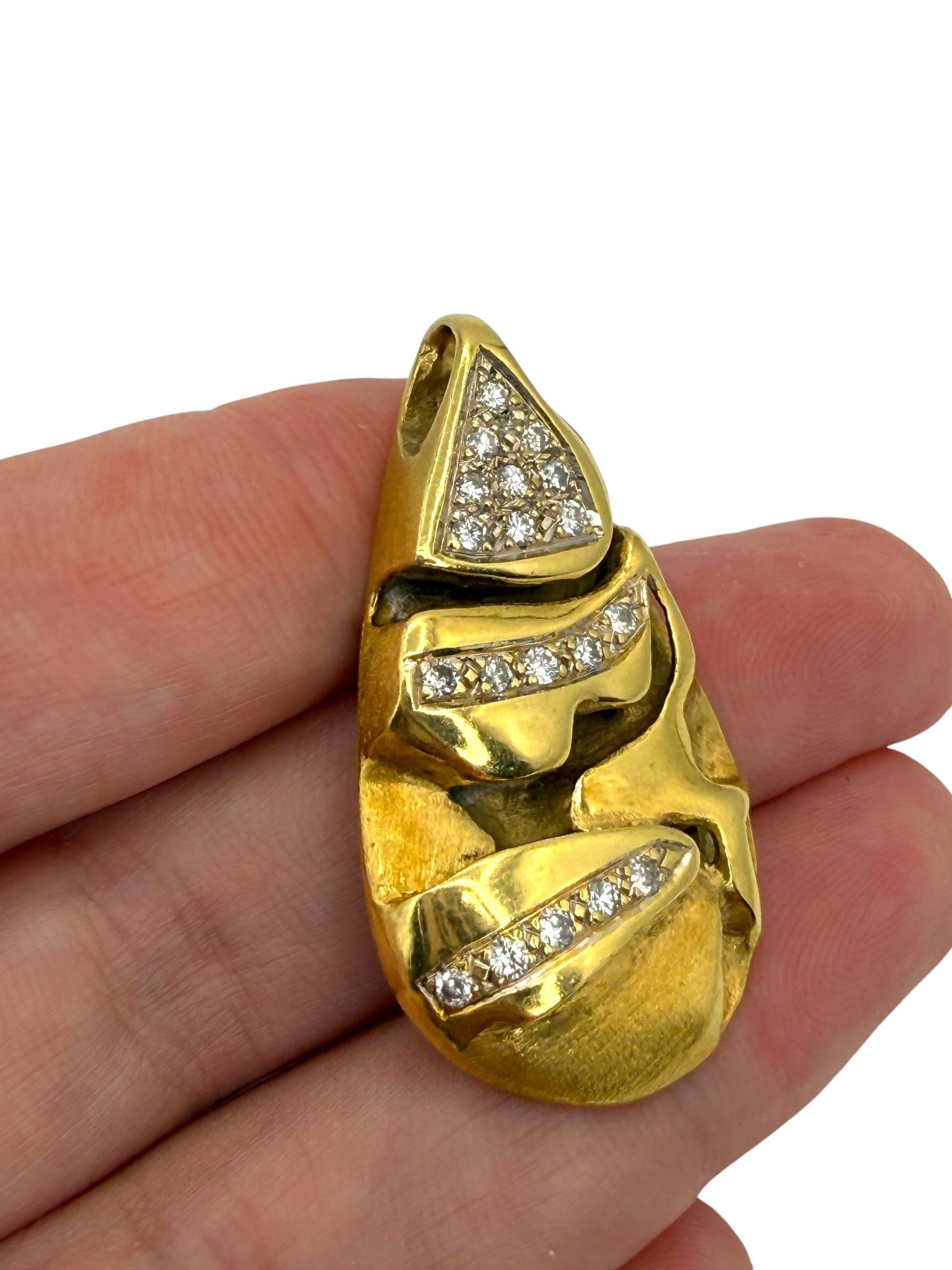18k Diamond Abstract Drop Pendant