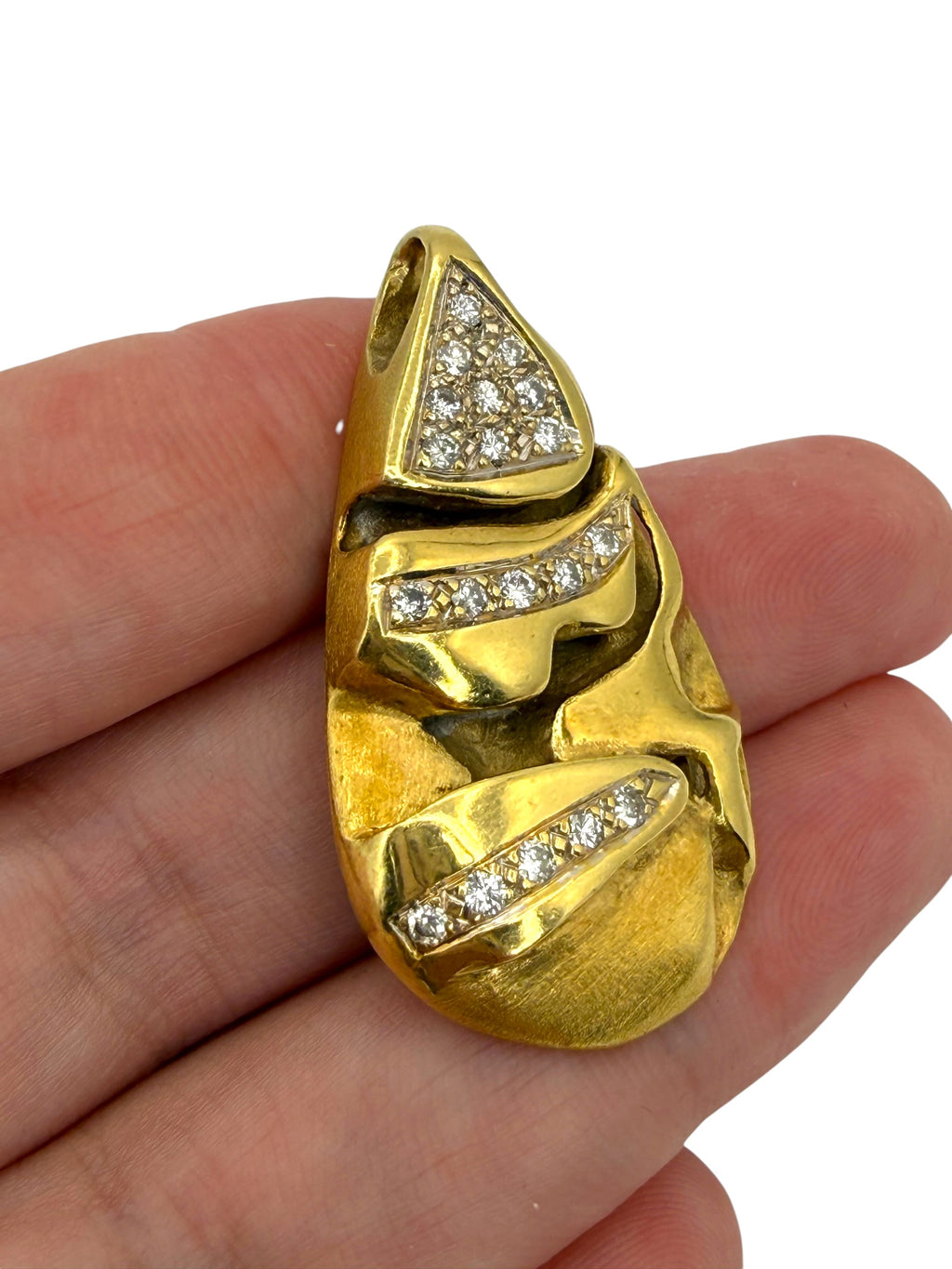 18k Diamond Abstract Drop Pendant