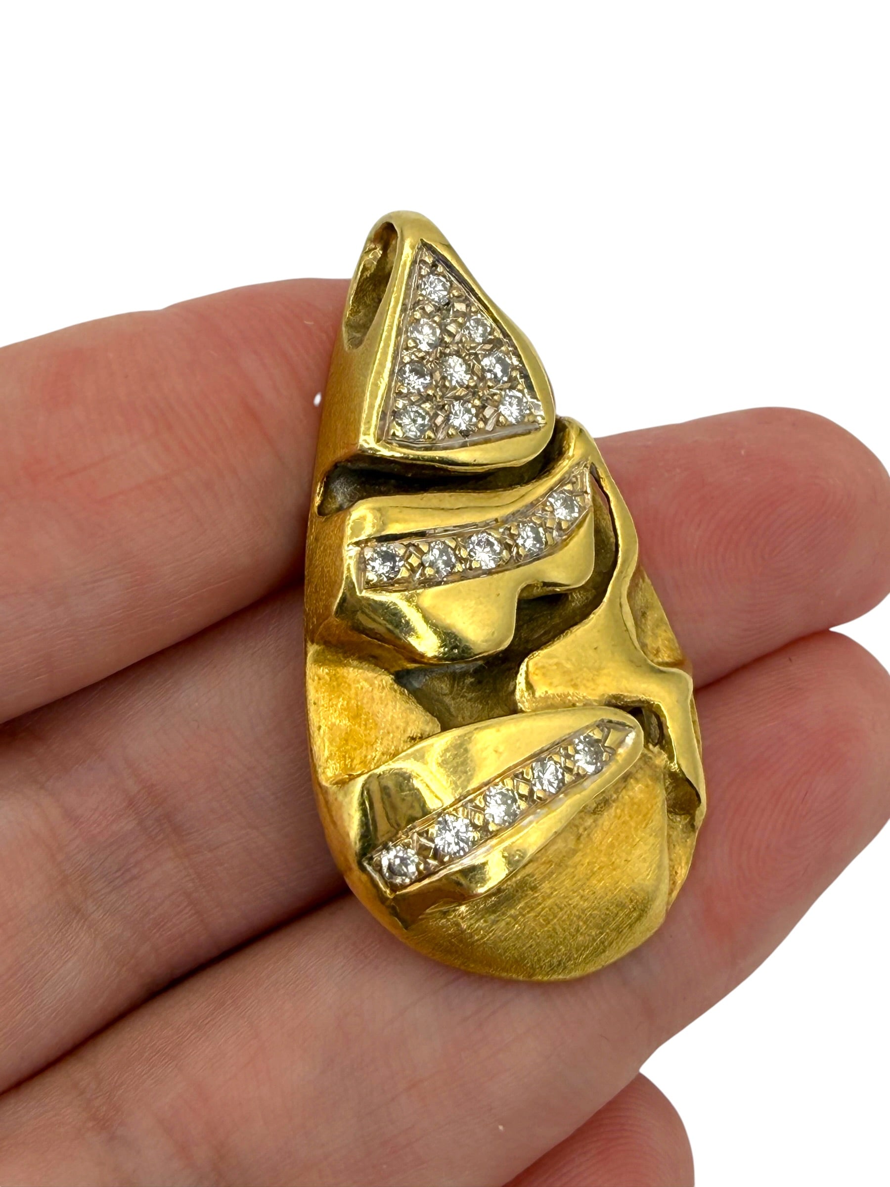 18k Diamond Abstract Drop Pendant