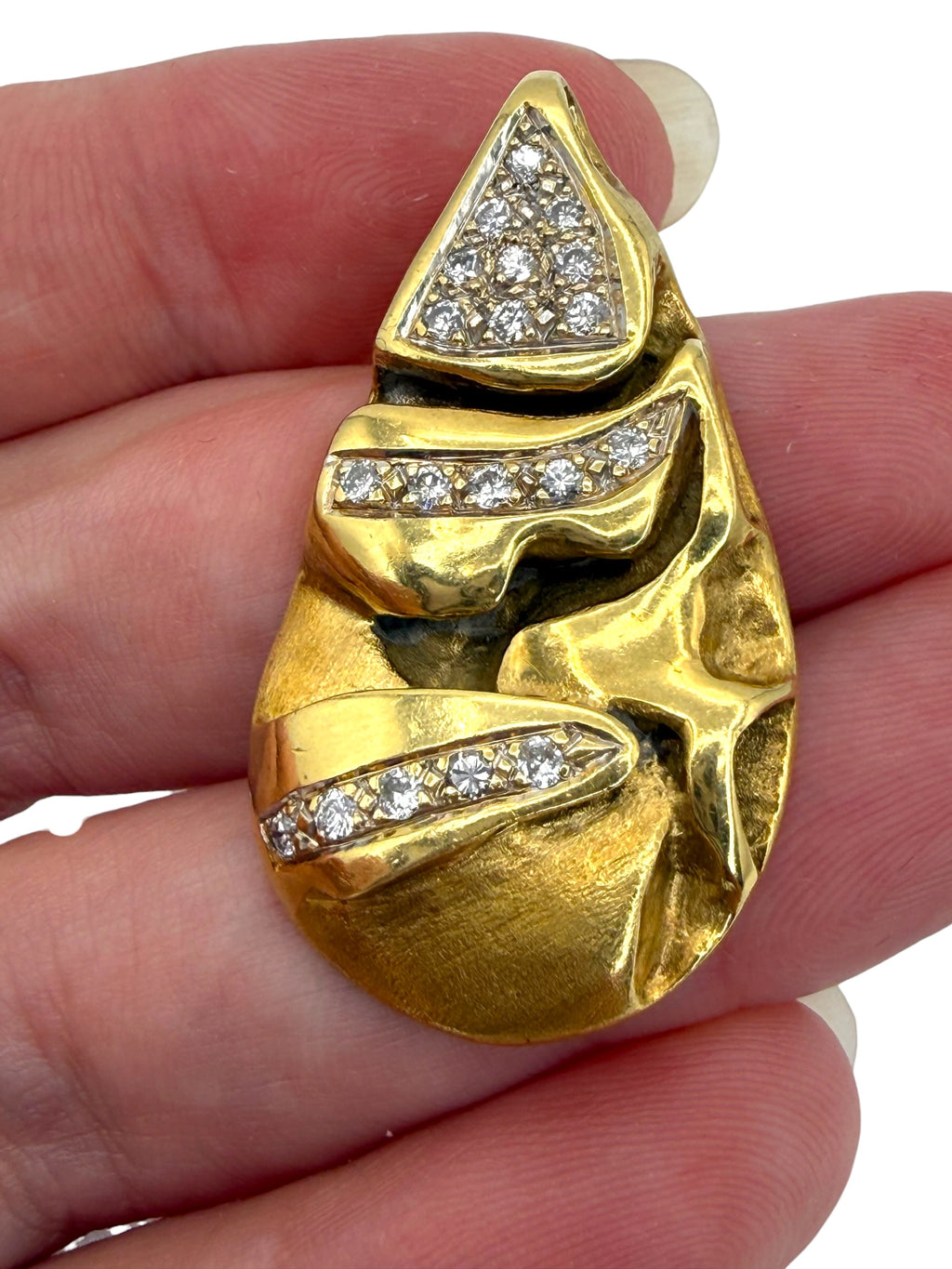18k Diamond Abstract Drop Pendant