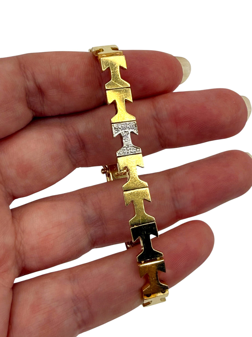14k Diamond “T” Bracelet
