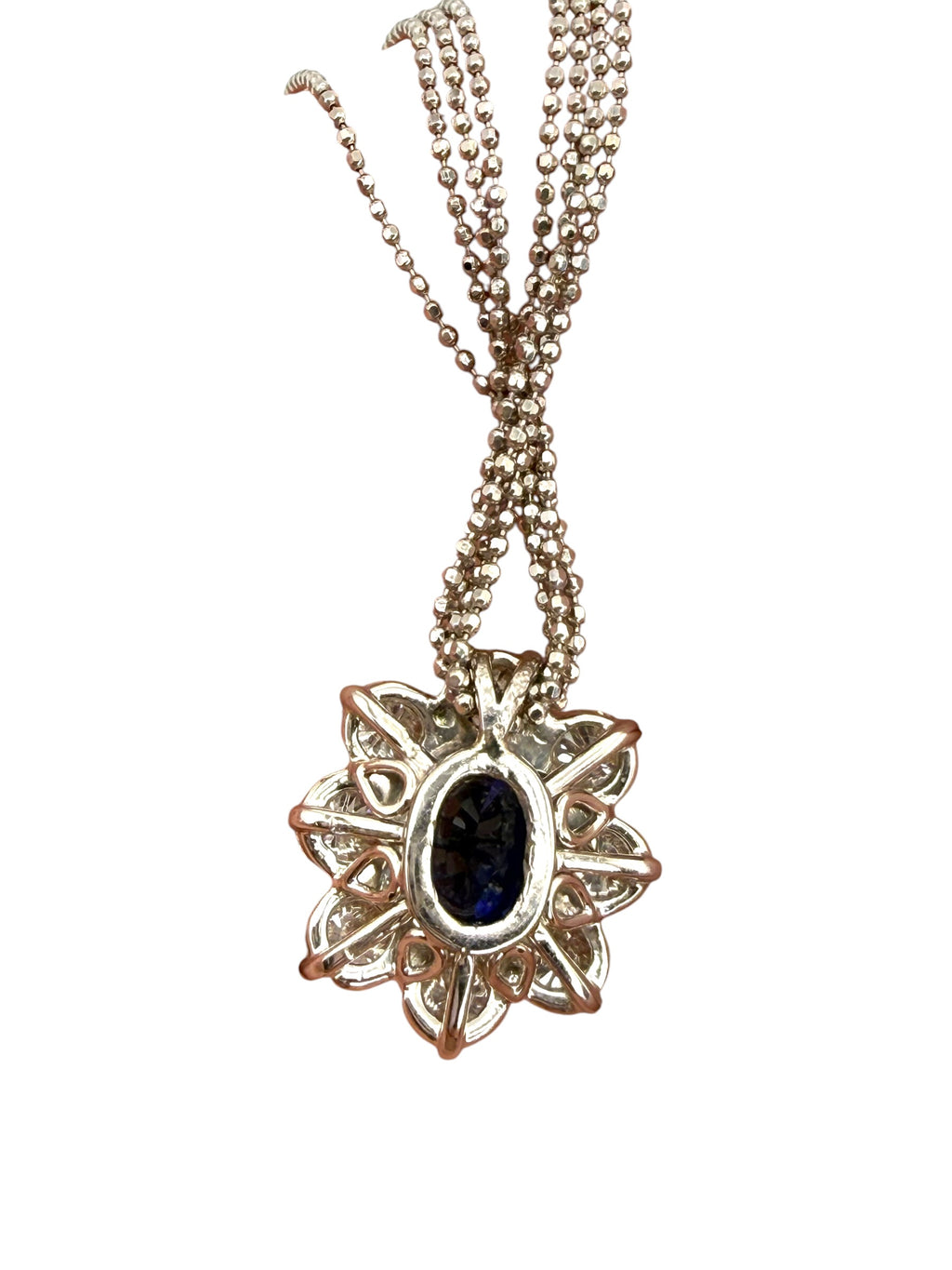 Platinum/ 14k Sapphire Diamond Pendant Necklace