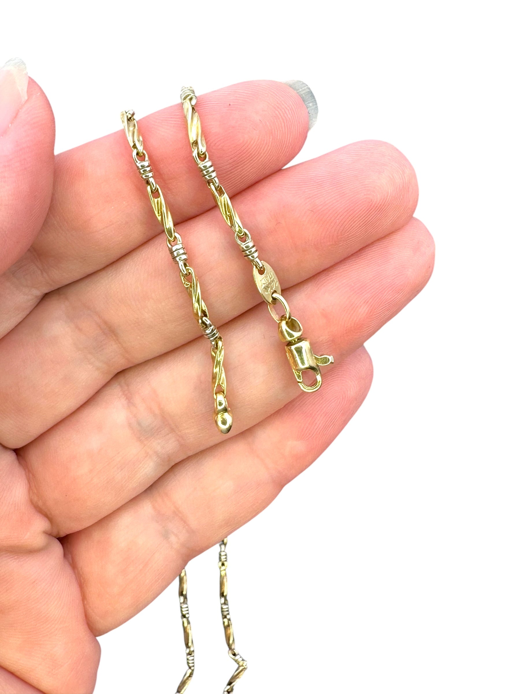 14k Two Tone Twist Link Necklace