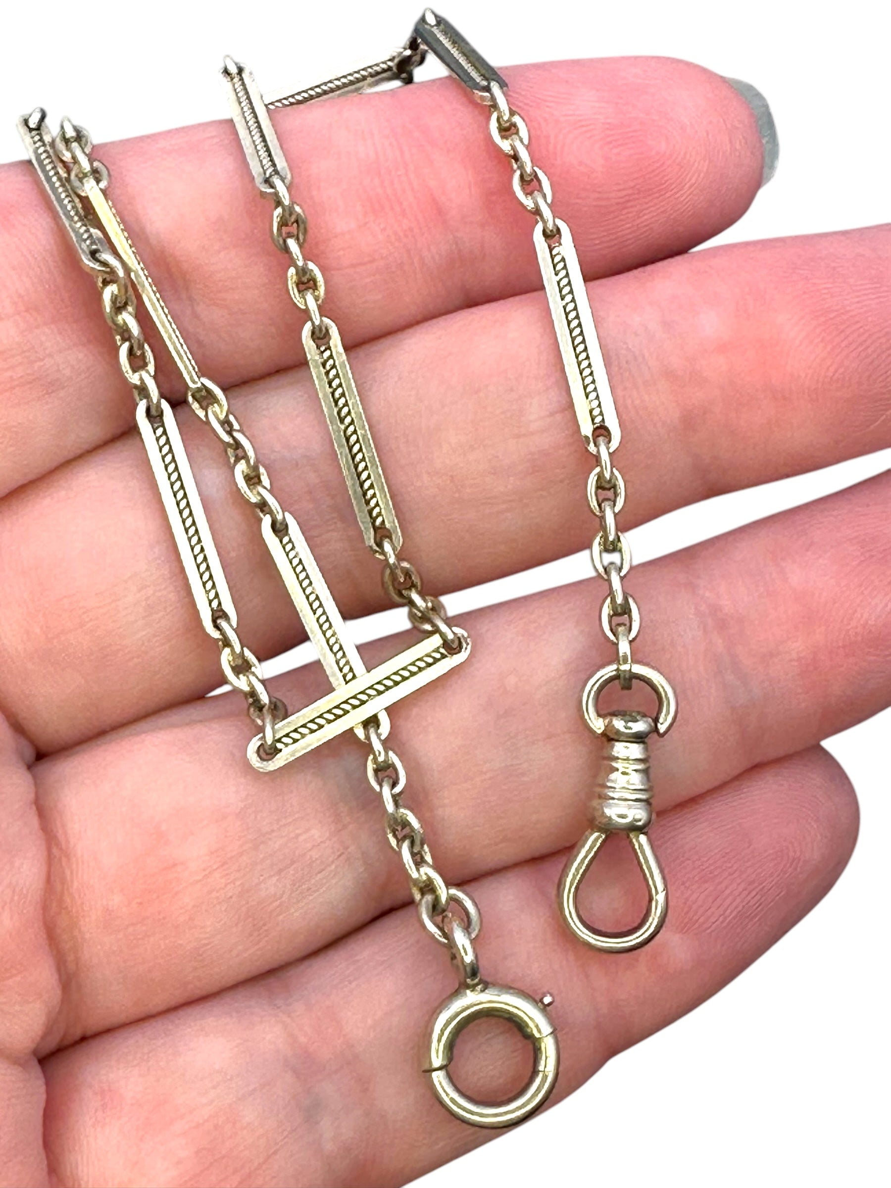 14k White Gold Twist Link Watch Chain