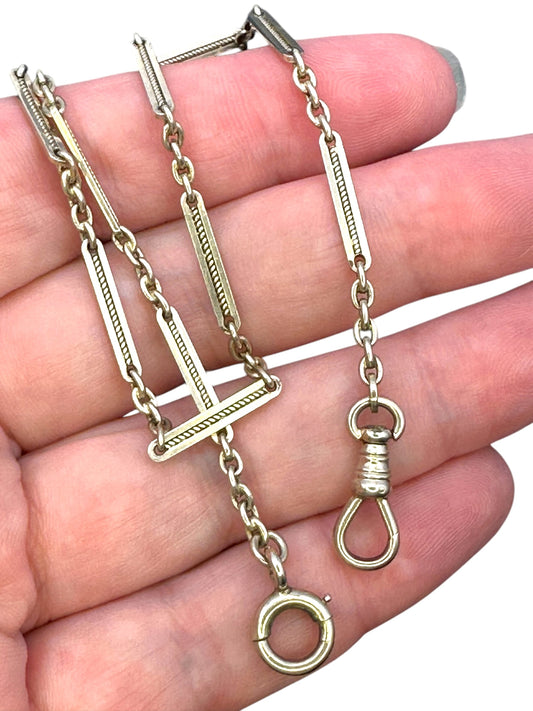 14k White Gold Twist Link Watch Chain