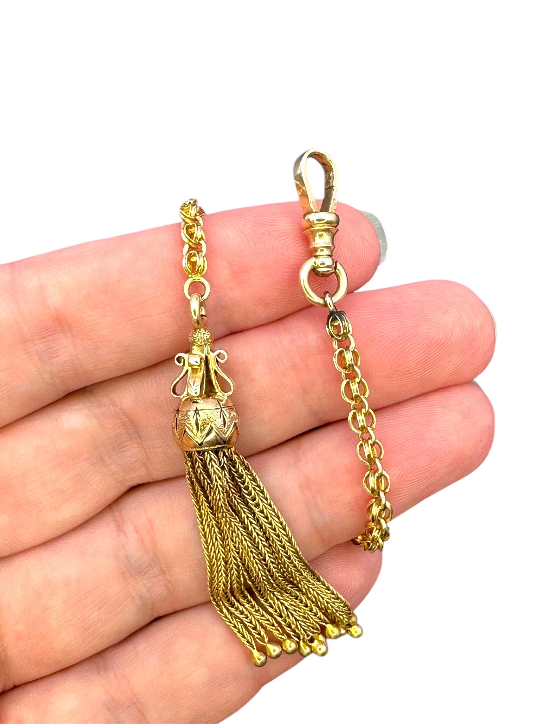14k Yellow Gold Tassel Fob Chain