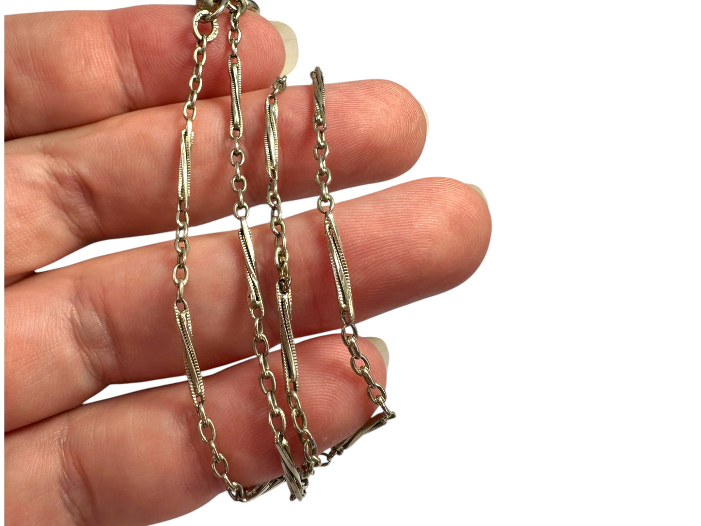 14k White Gold Twist Link Watch Chain