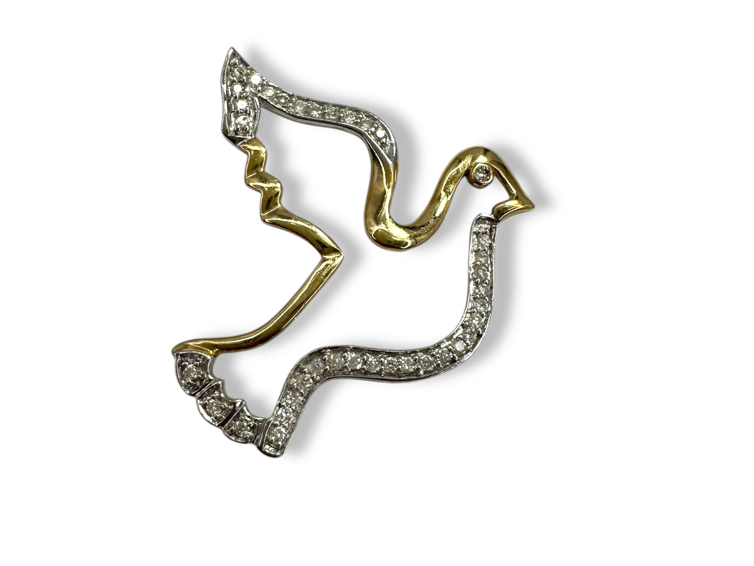 14k Diamond Dove Pendant
