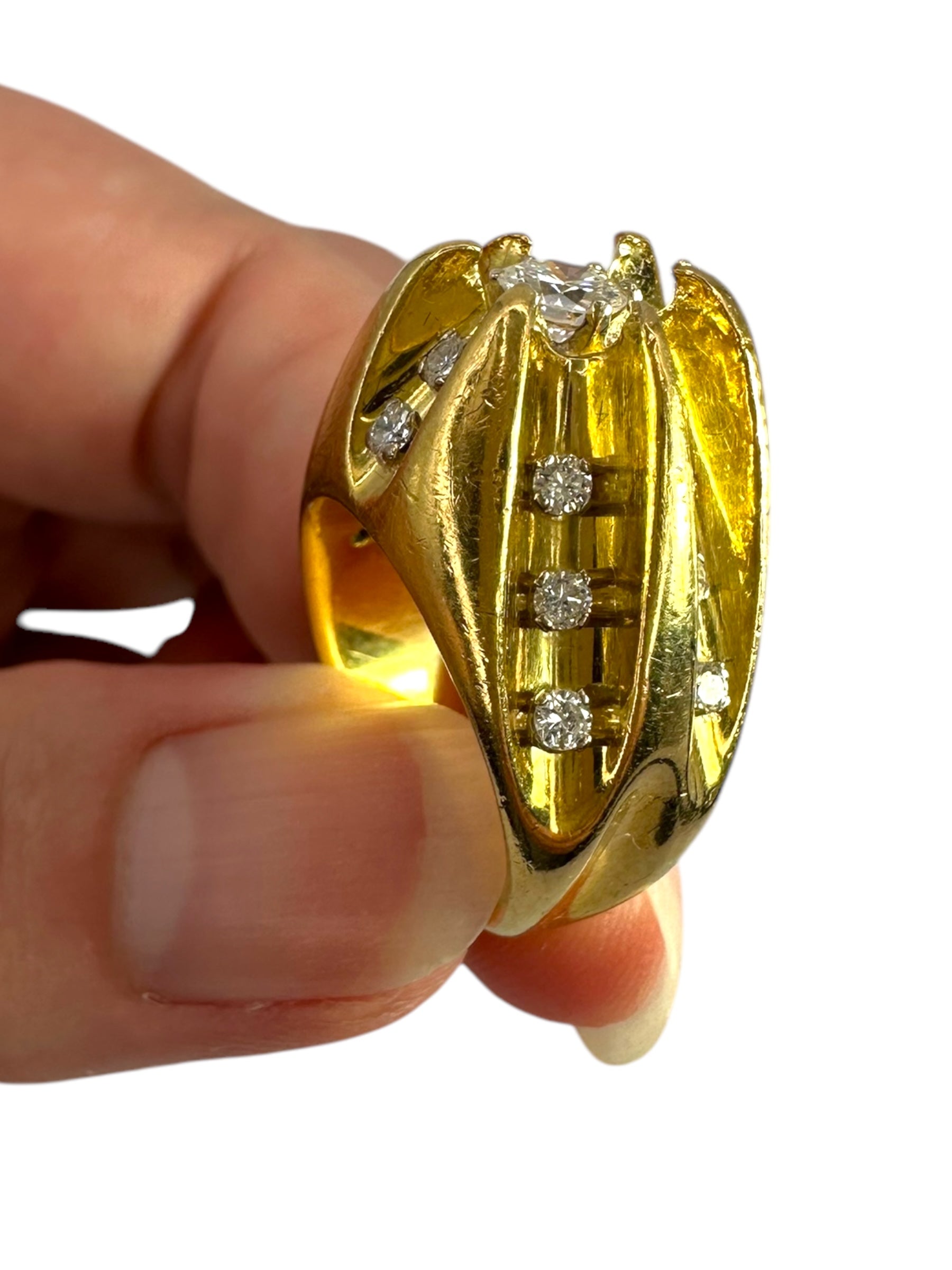 18k 1973 London Diamond Torpedo Ring