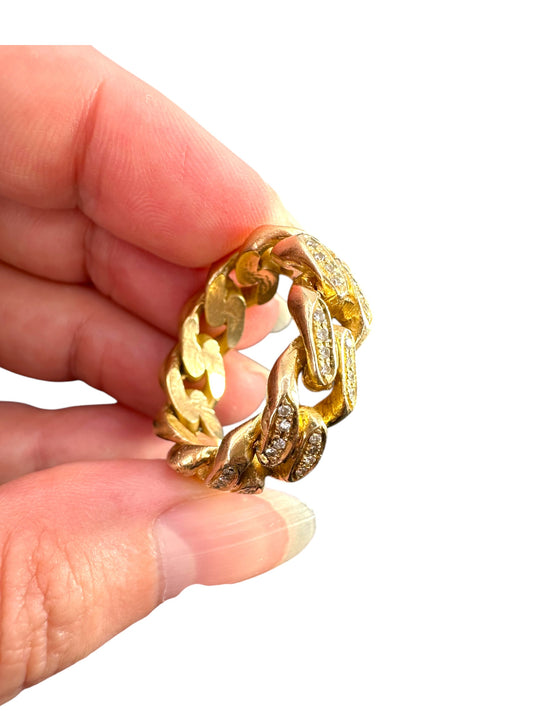 14k Curb Diamond Eternity Band Ring