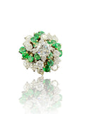14k Emerald Diamond Swirl Cluster Ring