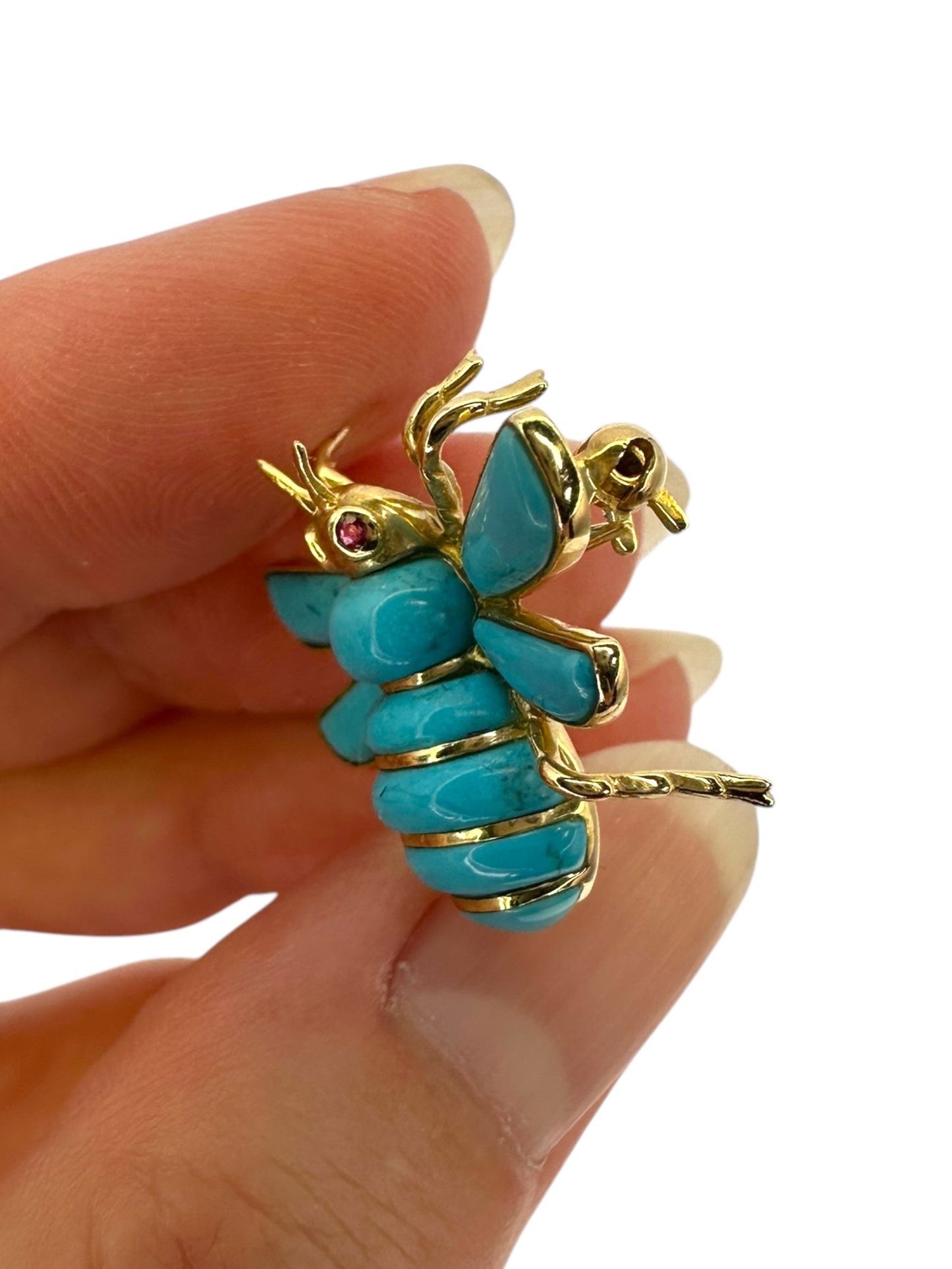 14k Turquoise Bee Brooch