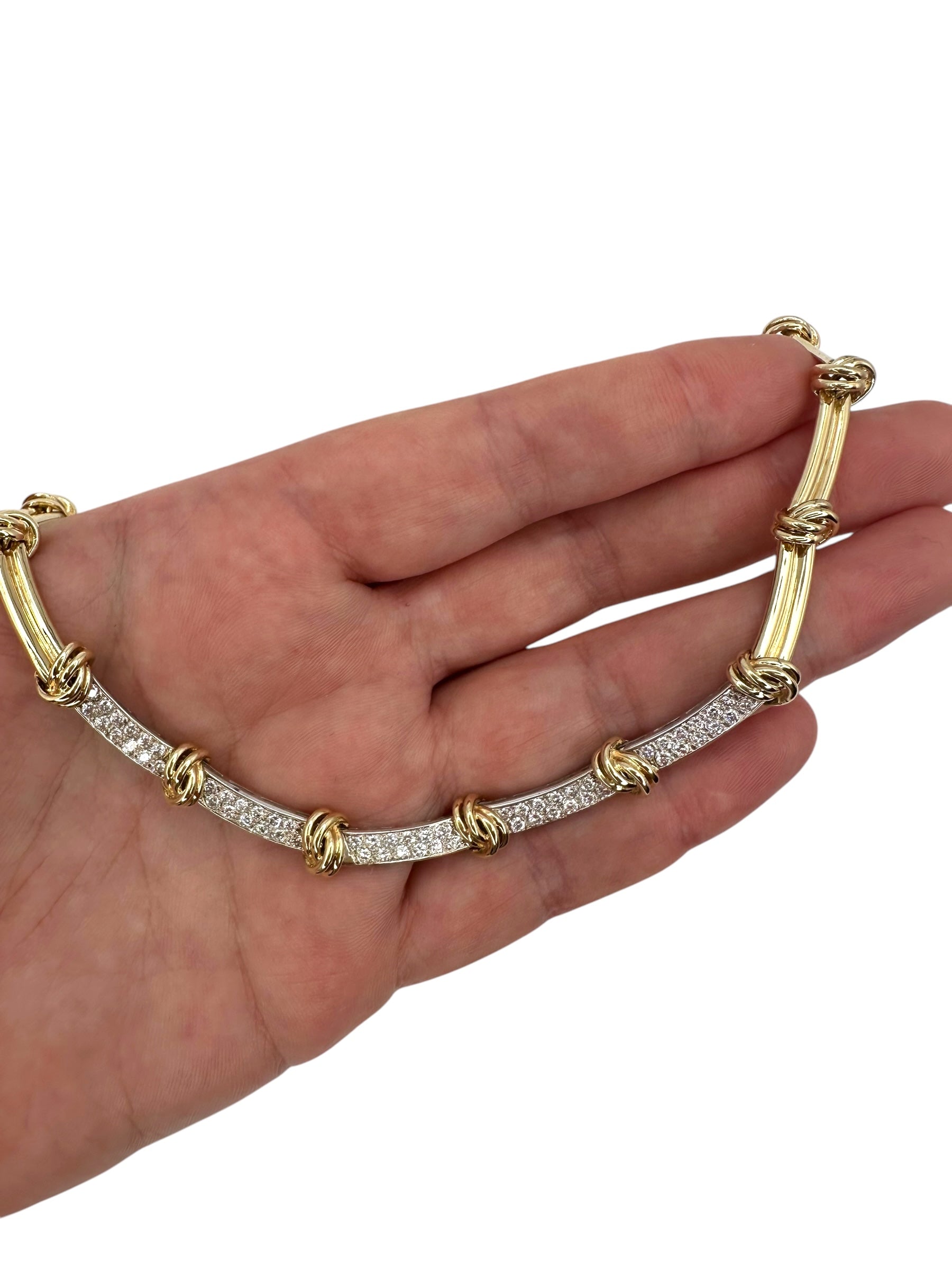 14k Diamond Knot Station Collar Necklace