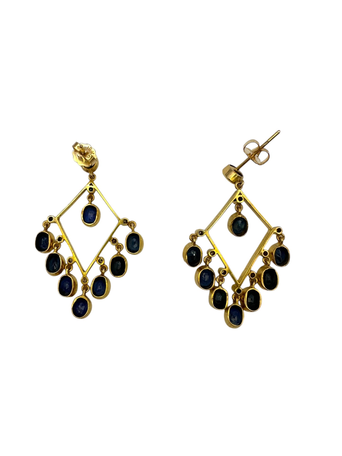 18k Sapphire Diamond Drop Earrings