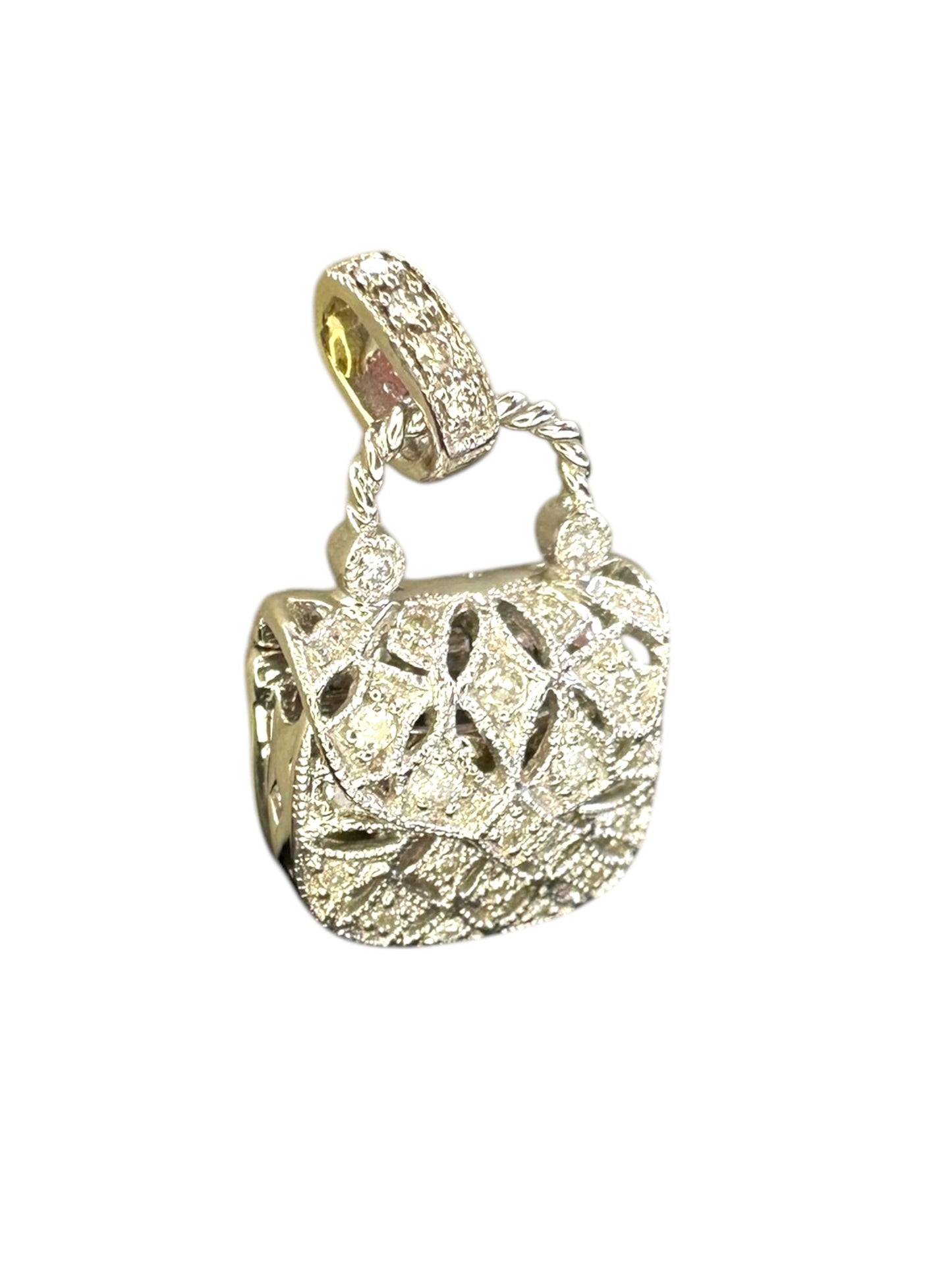 14k Diamond Purse Charm