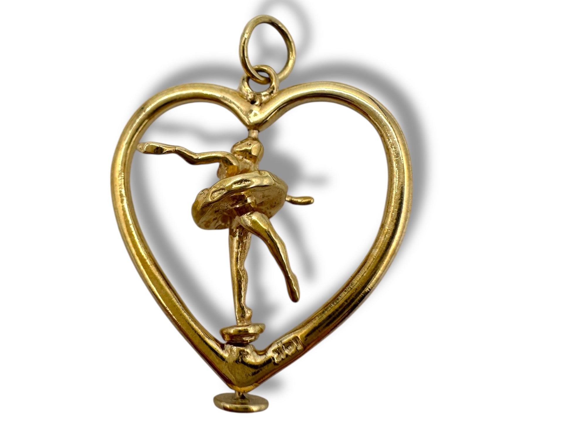 14k Heart Ballerina Spinning Pendant