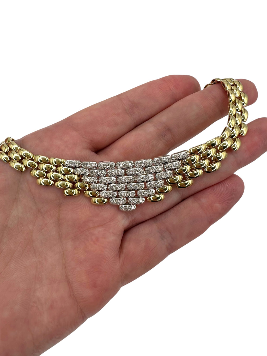 14k Diamond Panther Link Collar Necklace