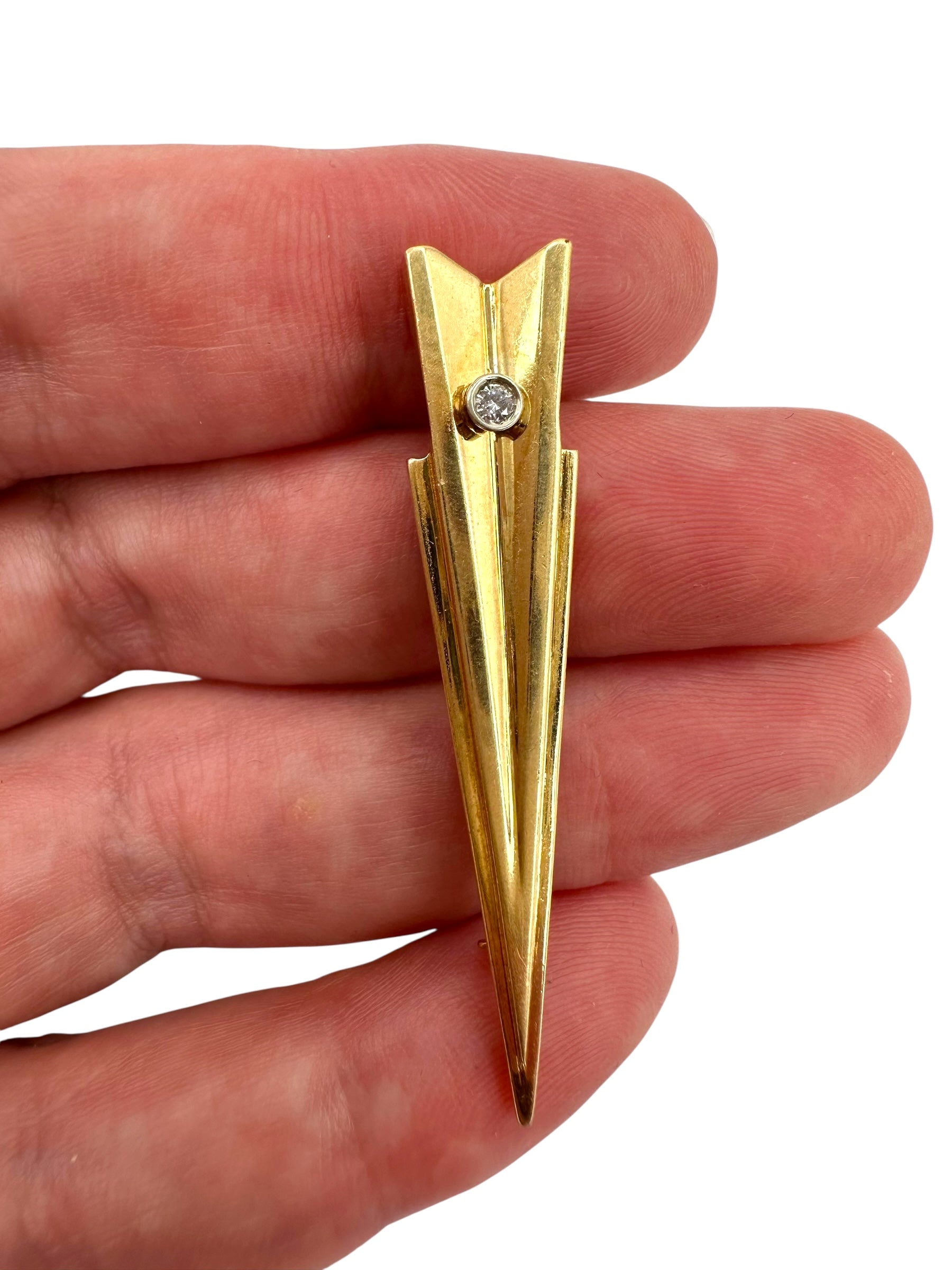 14k Arrow Head Diamond Brooch