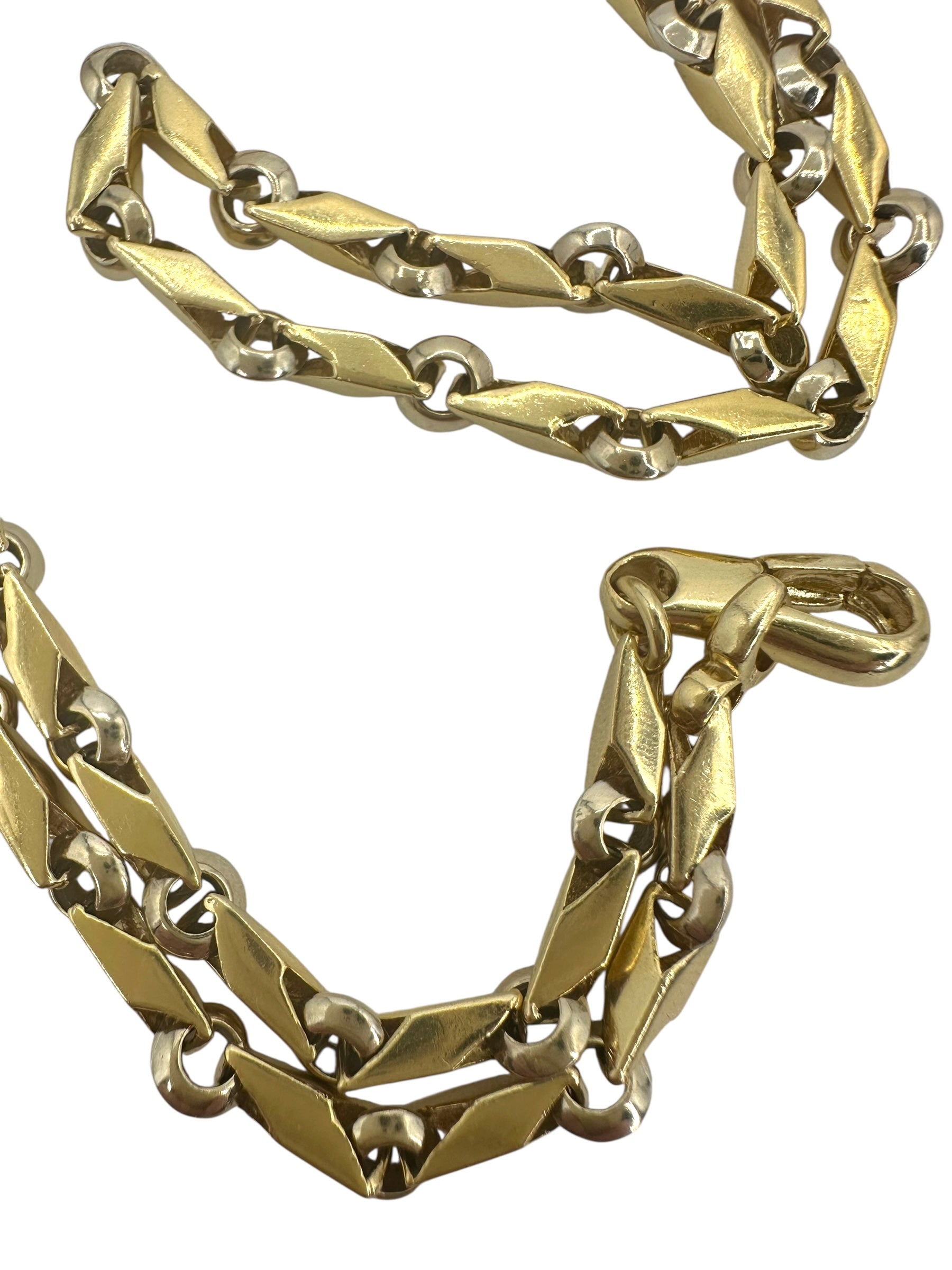14k Two Tone Fancy Link Necklace