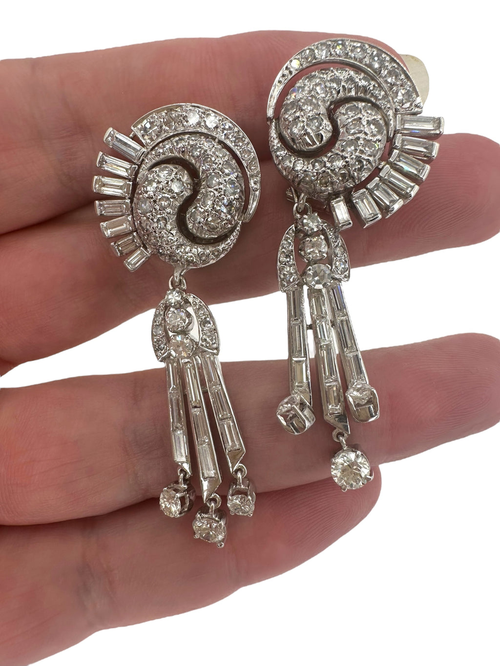 Platinum Diamond Day Night Drop Earrings