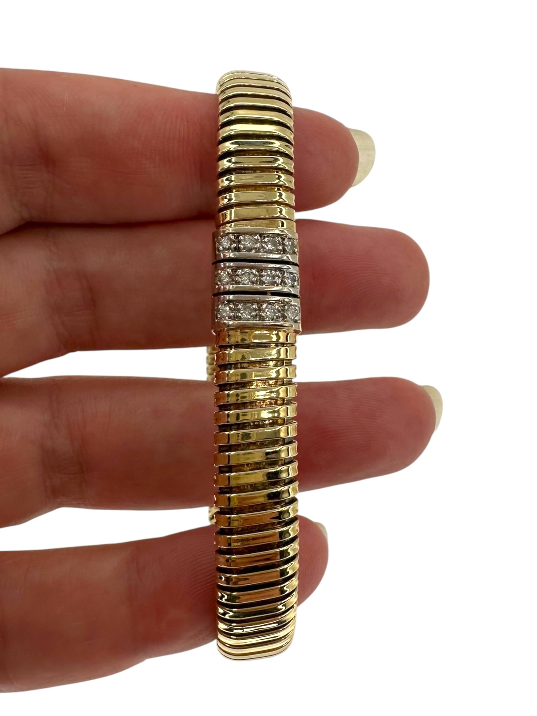 14k Diamond Station Tubogas Bracelet