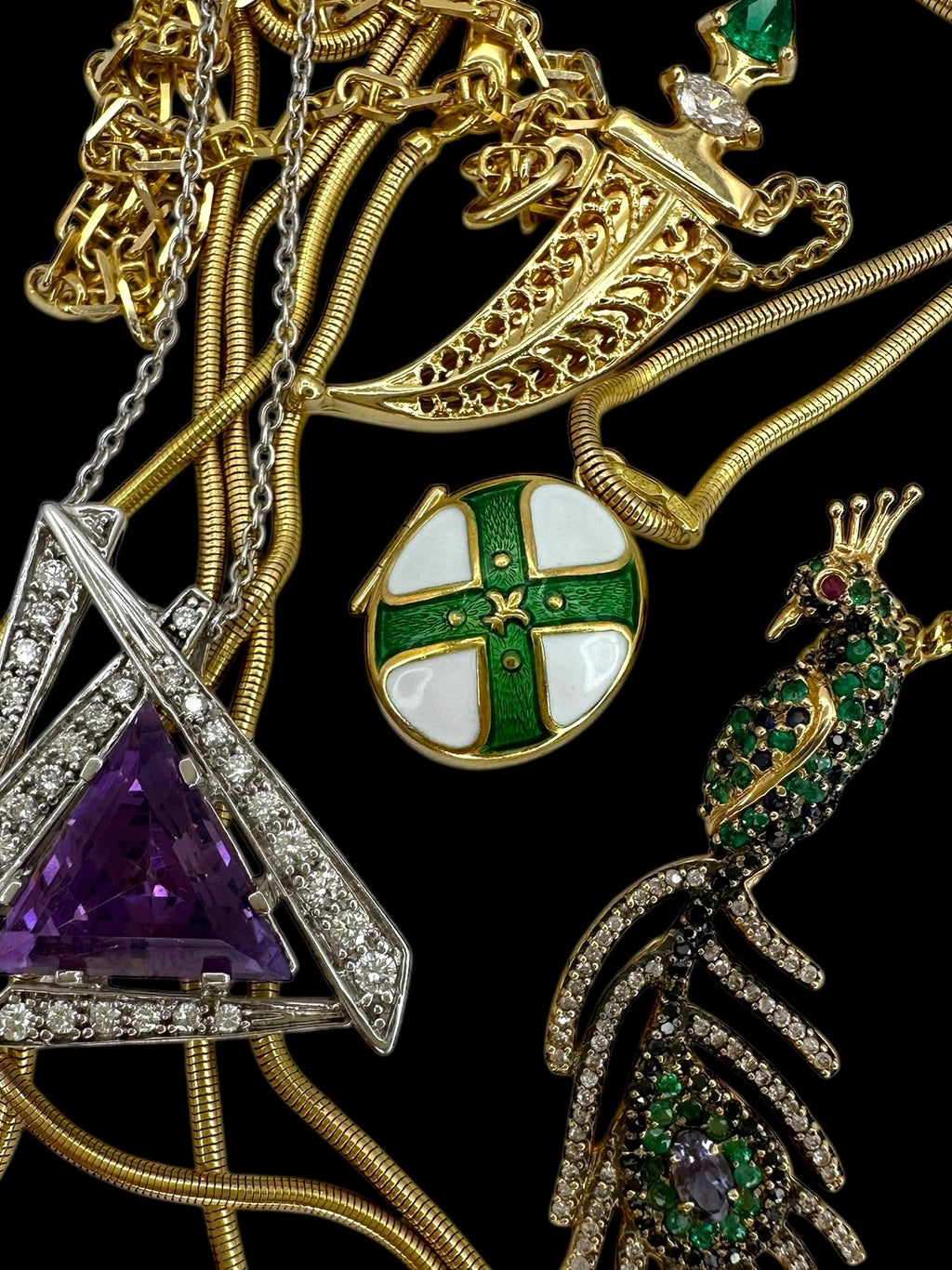 14k Amethyst Diamond Pendant