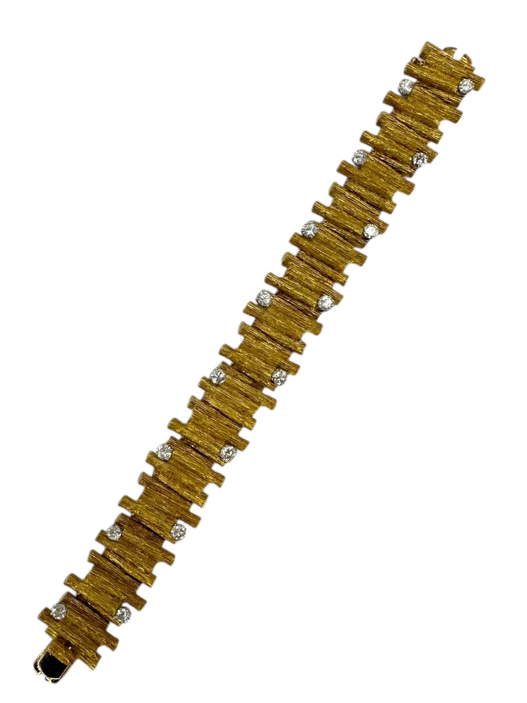 18k Textured Diamond Bracelet