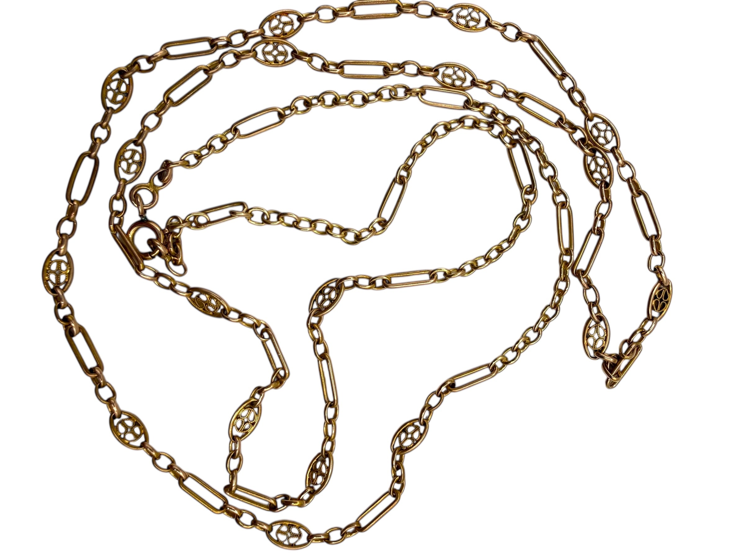 18k Early 1900s Handmade Chain Filigree Stations