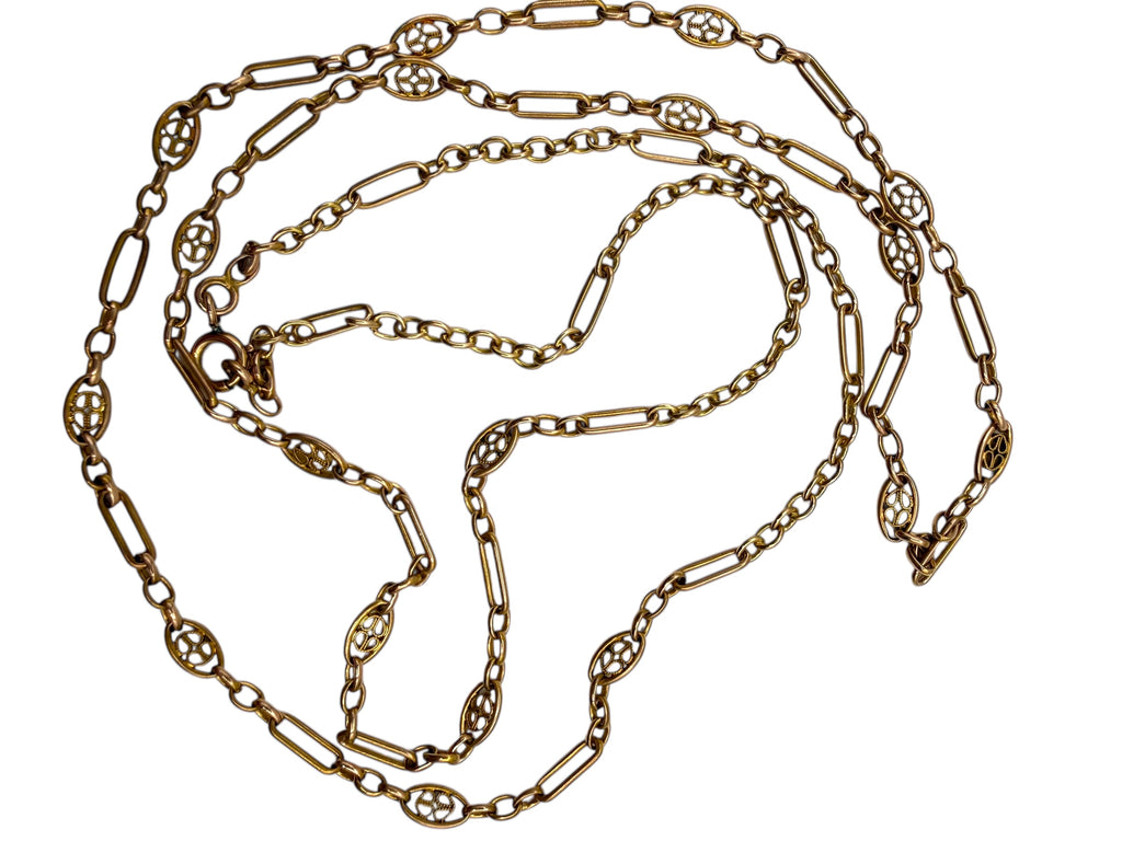 18k Early 1900s Handmade Chain Filigree Stations