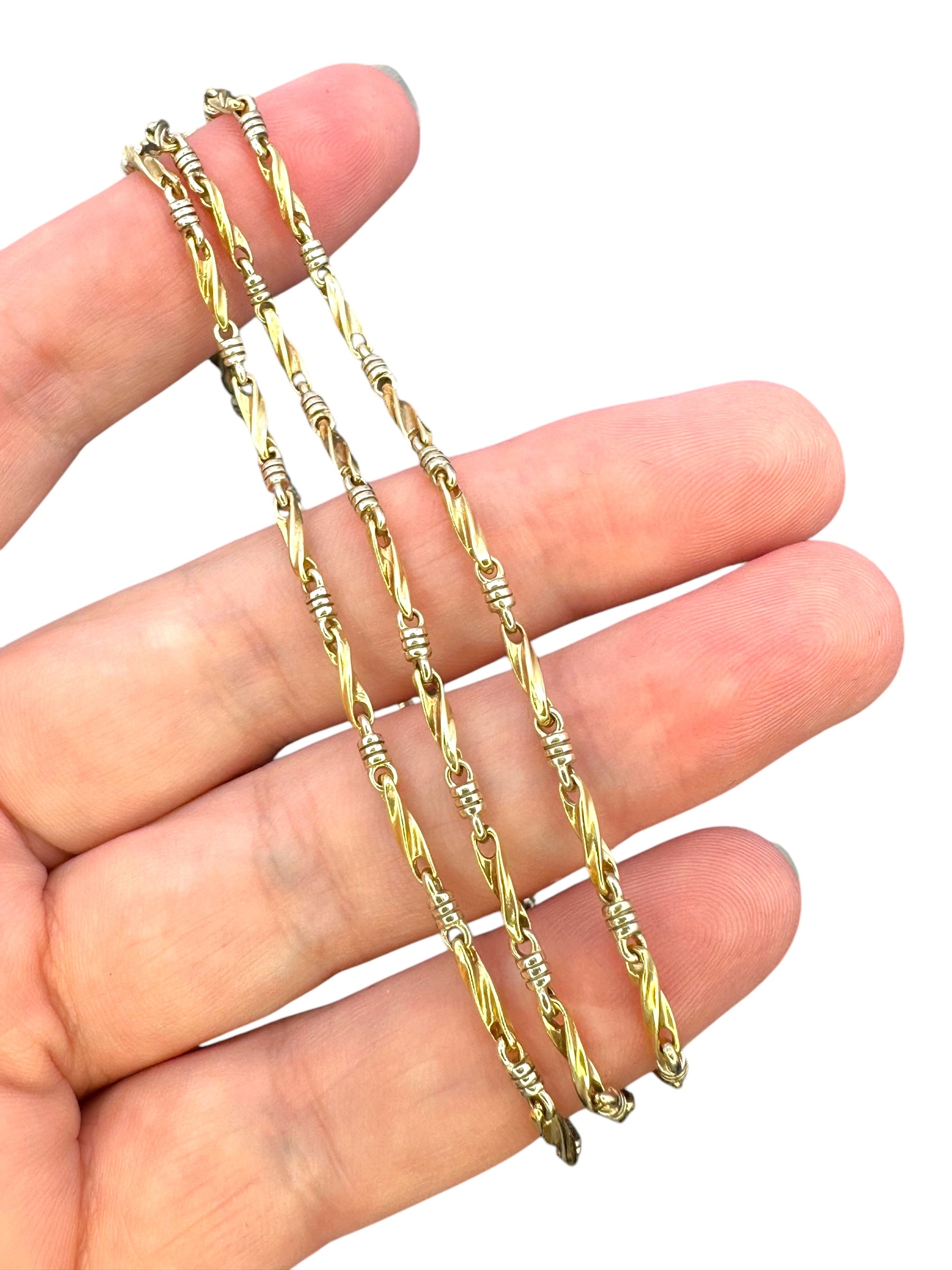 14k Two Tone Twist Link Necklace