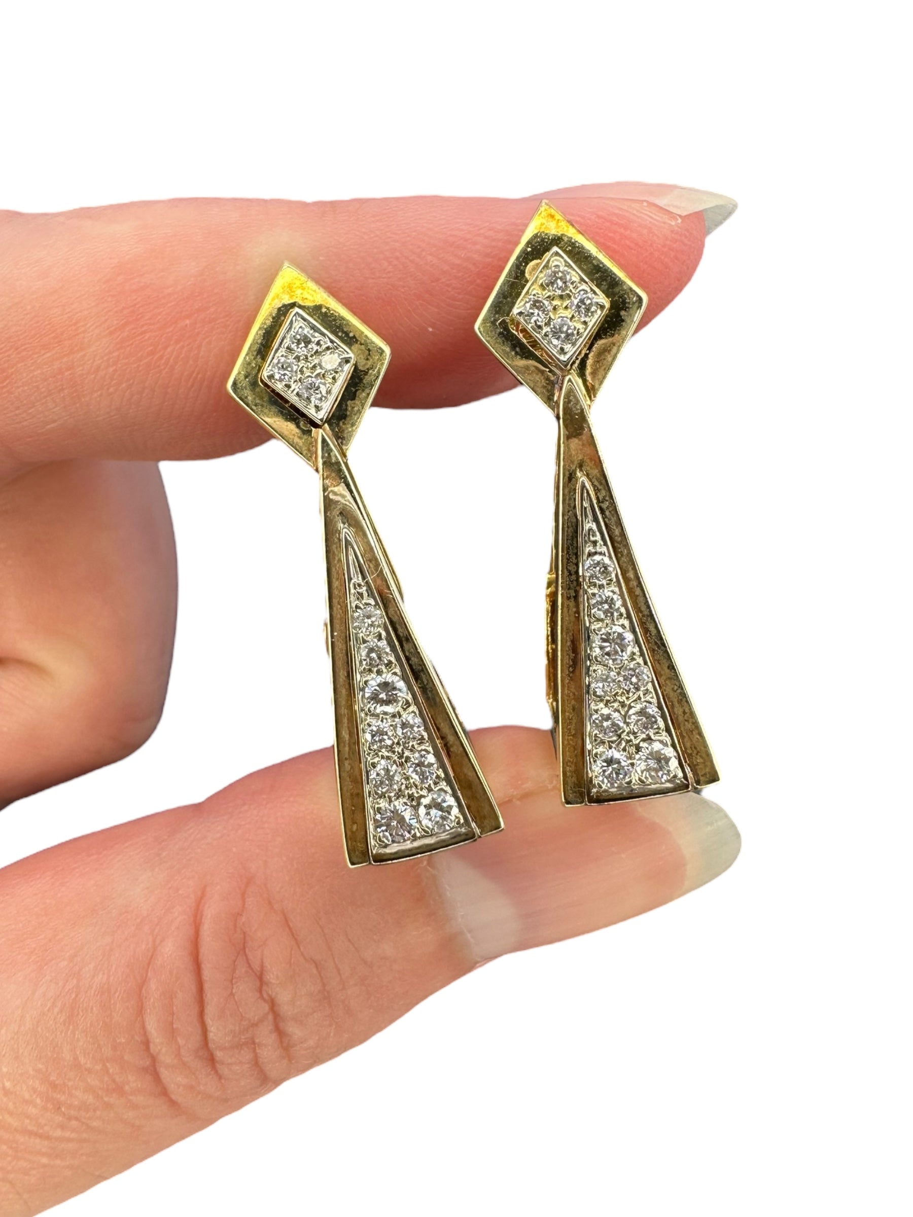 14k Diamond Drop/ Hoop Earrings