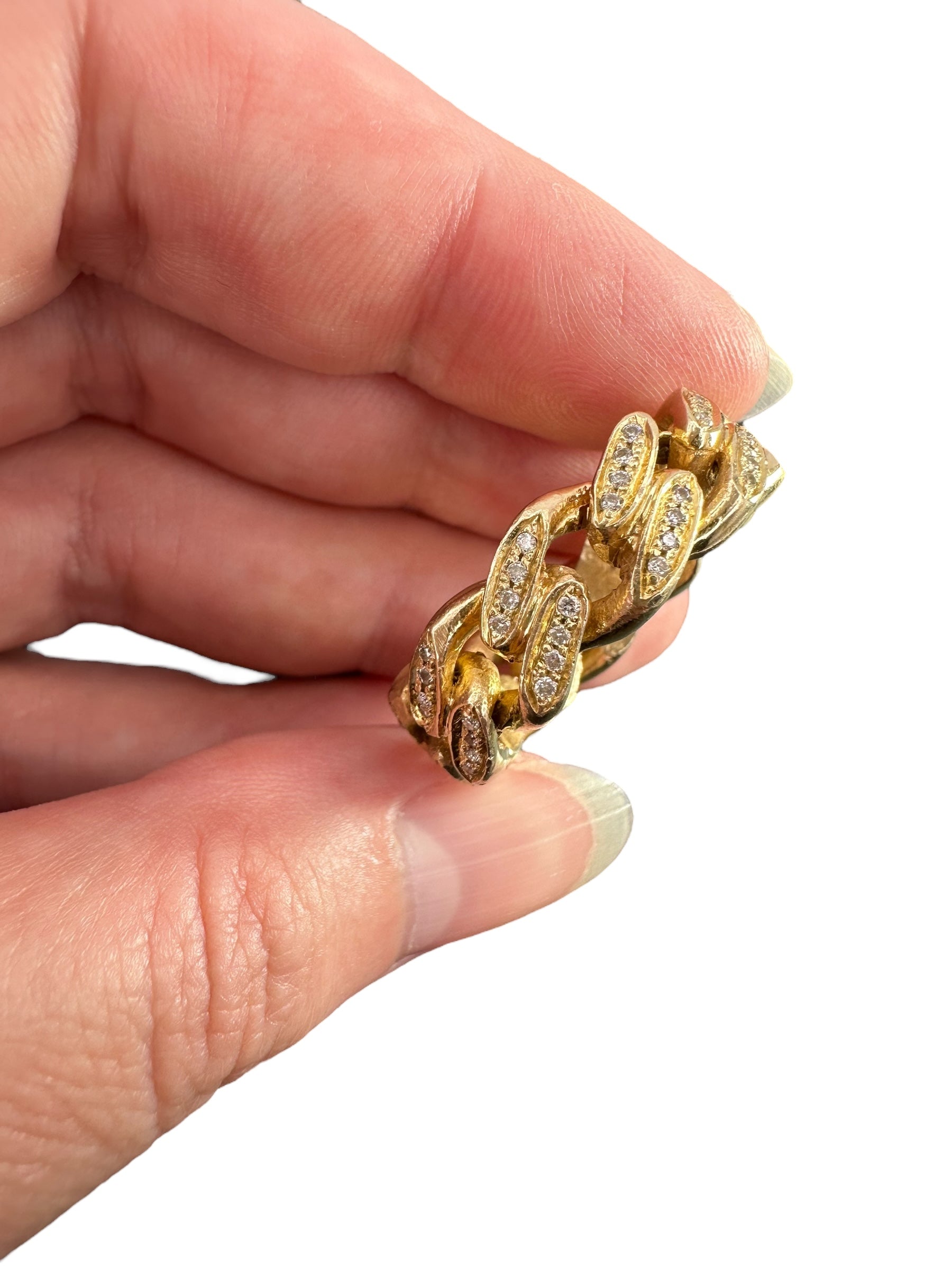 14k Curb Diamond Eternity Band Ring