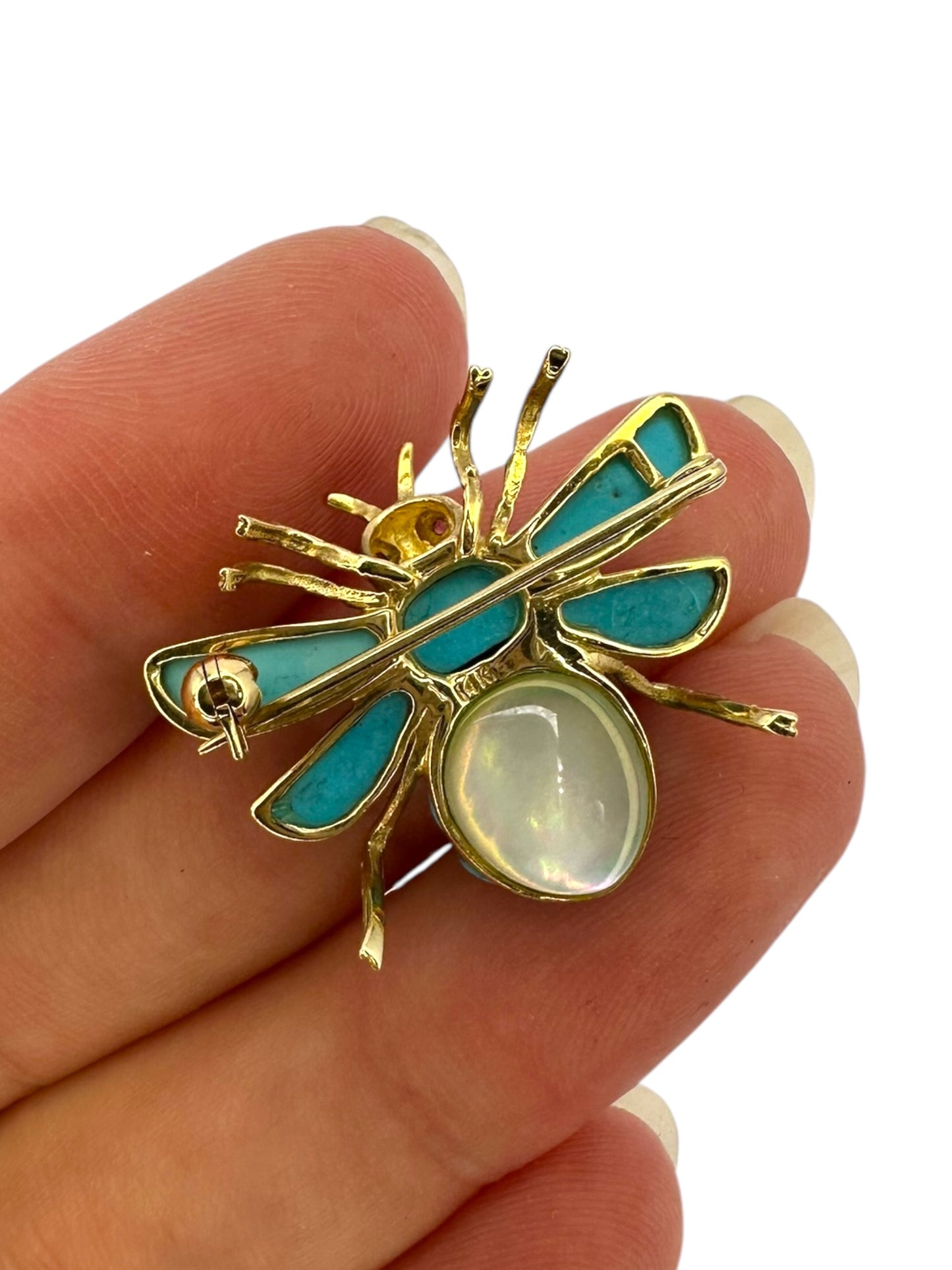 14k Turquoise Bee Brooch