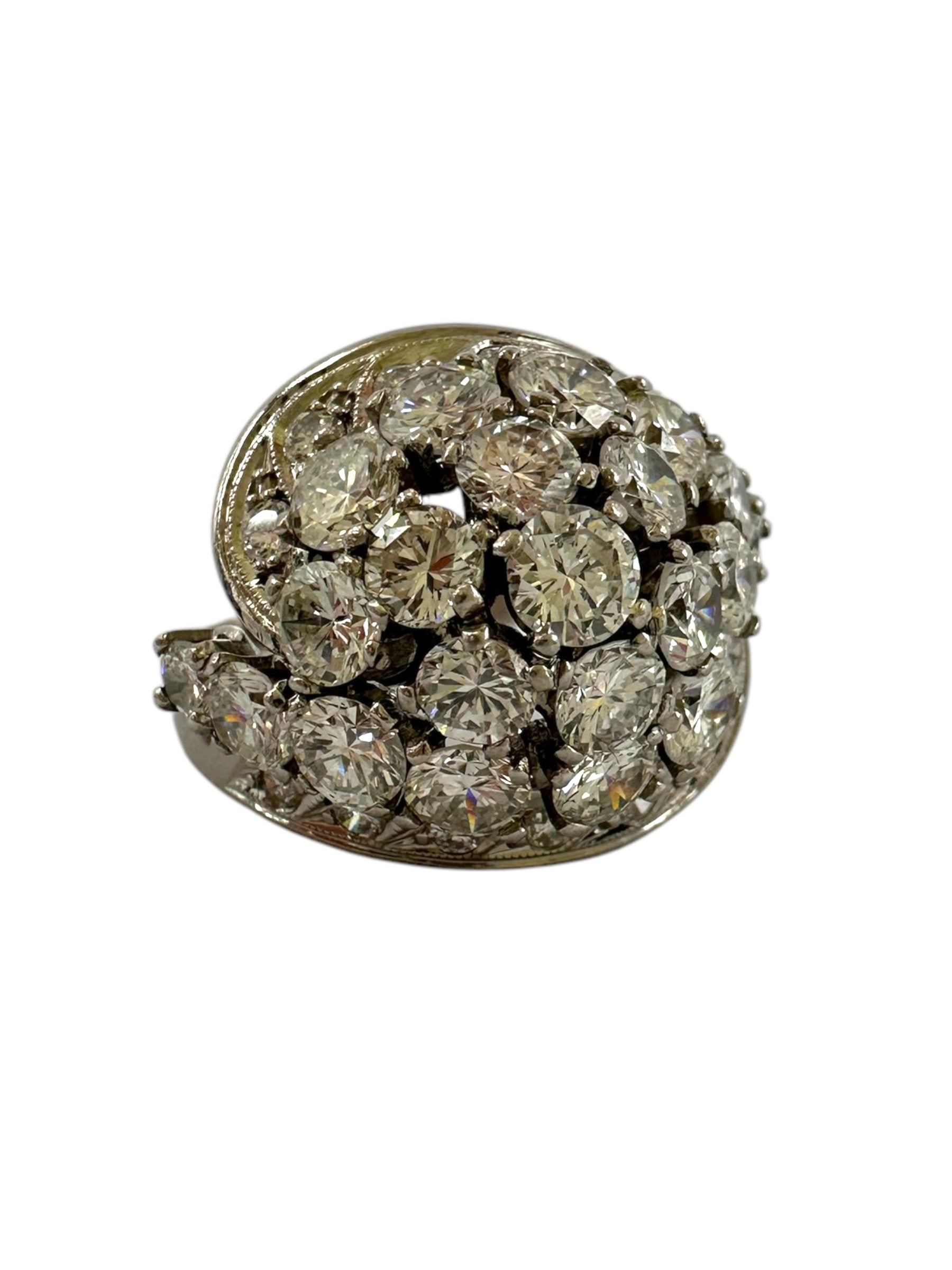 Platinum Bombe Cluster Cocktail Ring