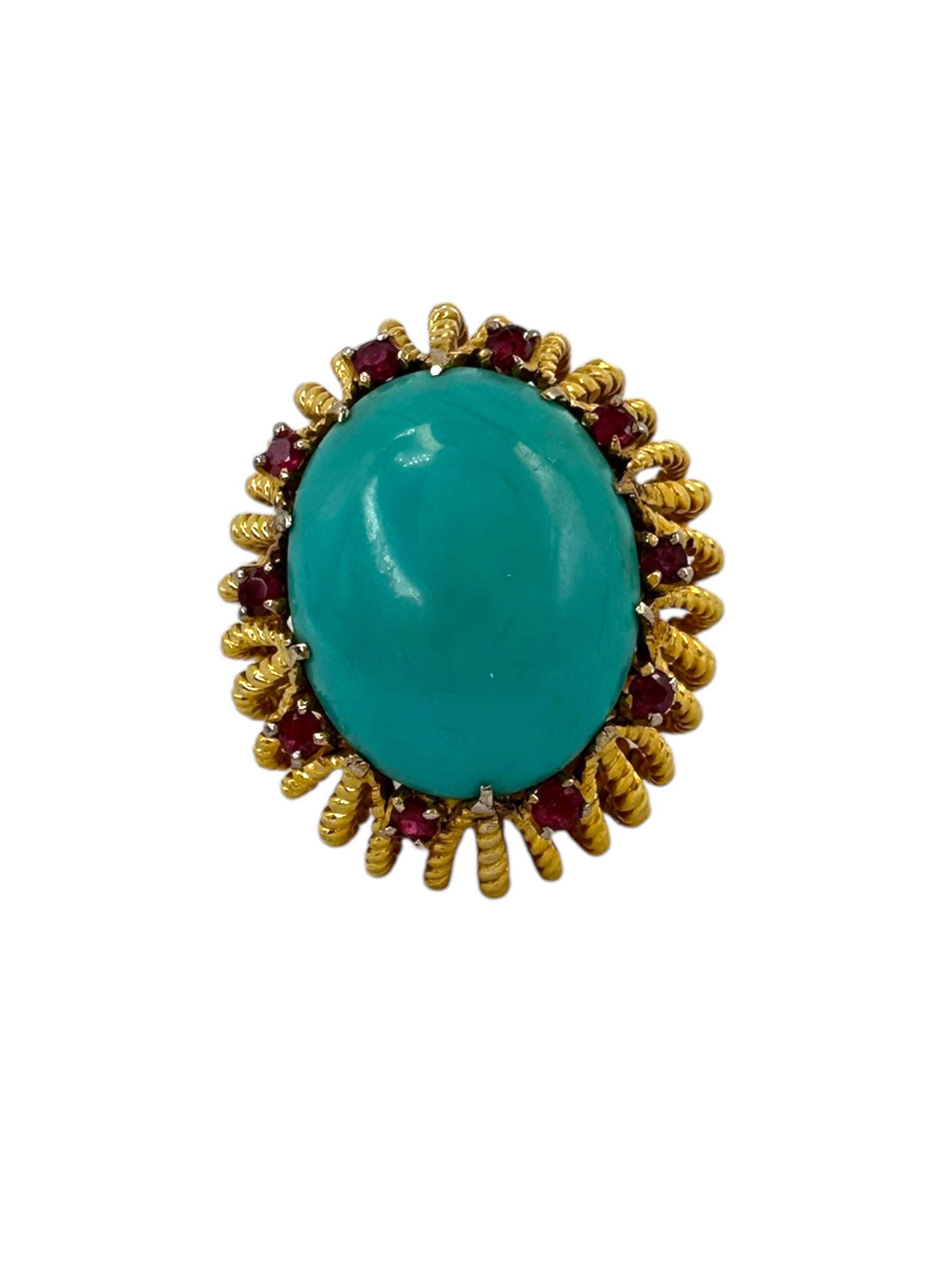 18k Turquoise Ruby Cocktail Ring