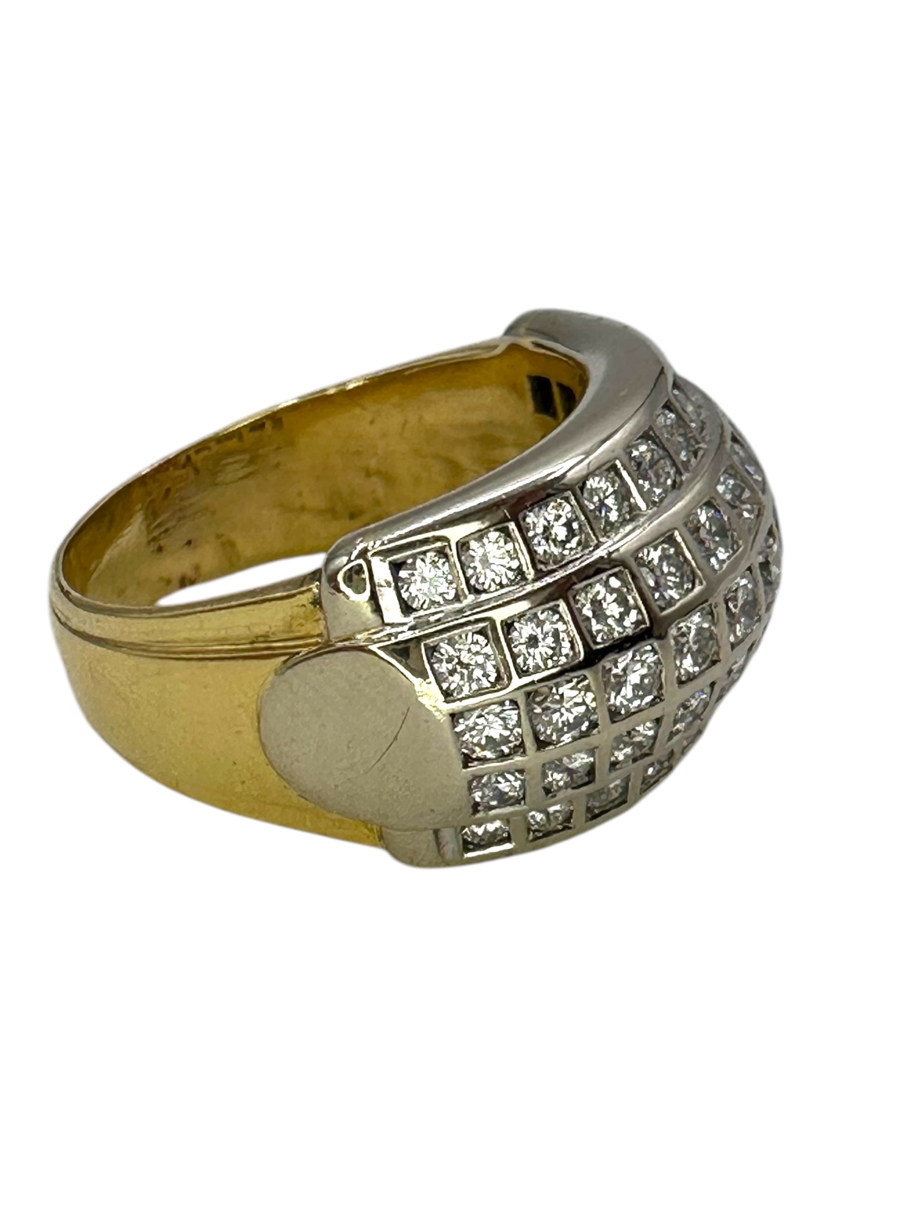 18k Two Tone Chunky Diamond Band Ring