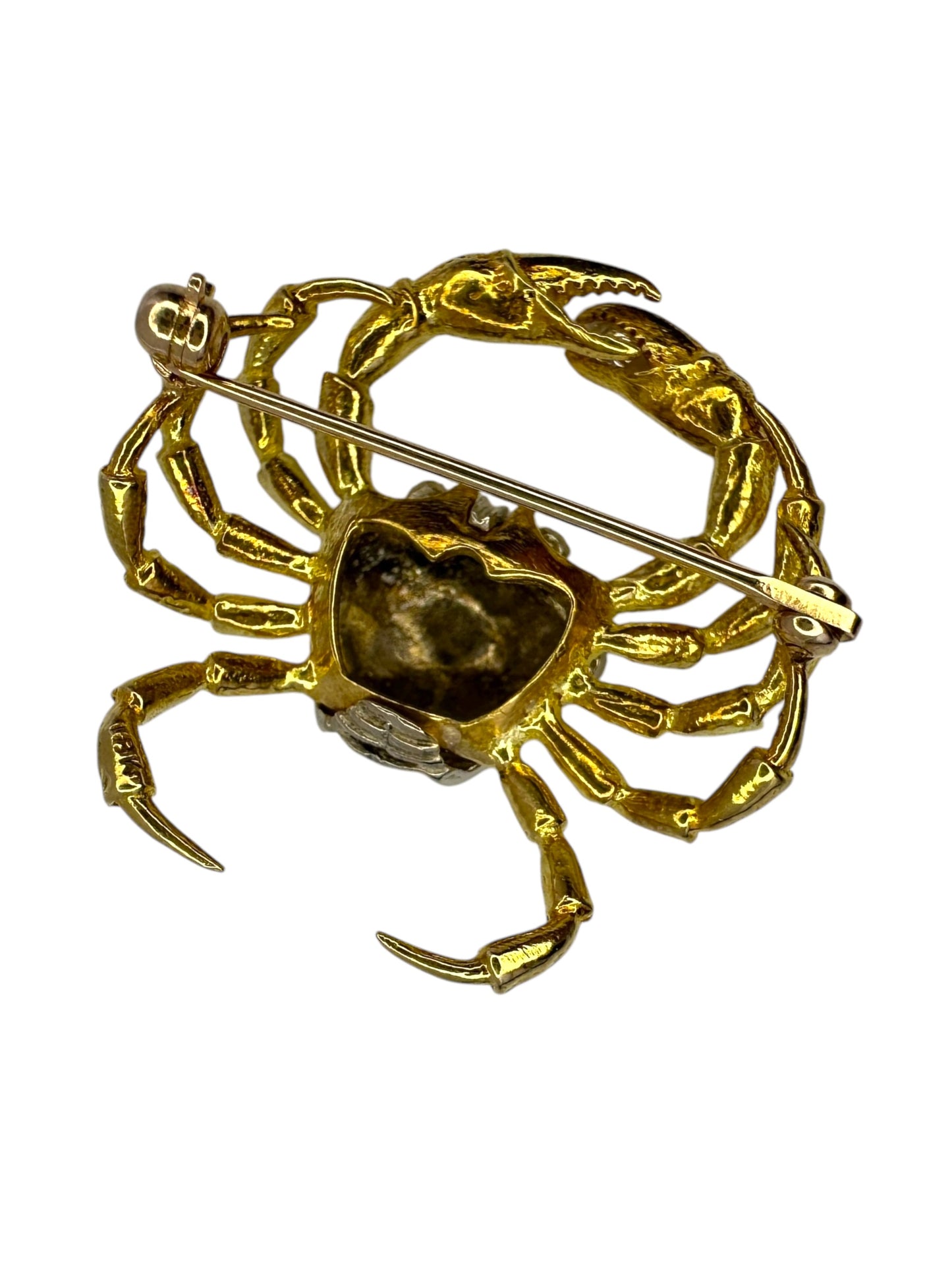 18k Two Tone Crab Brooch