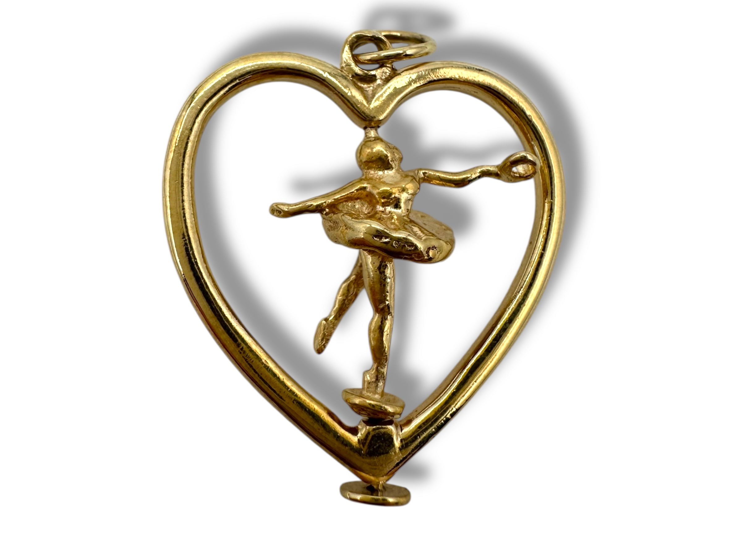 14k Heart Ballerina Spinning Pendant